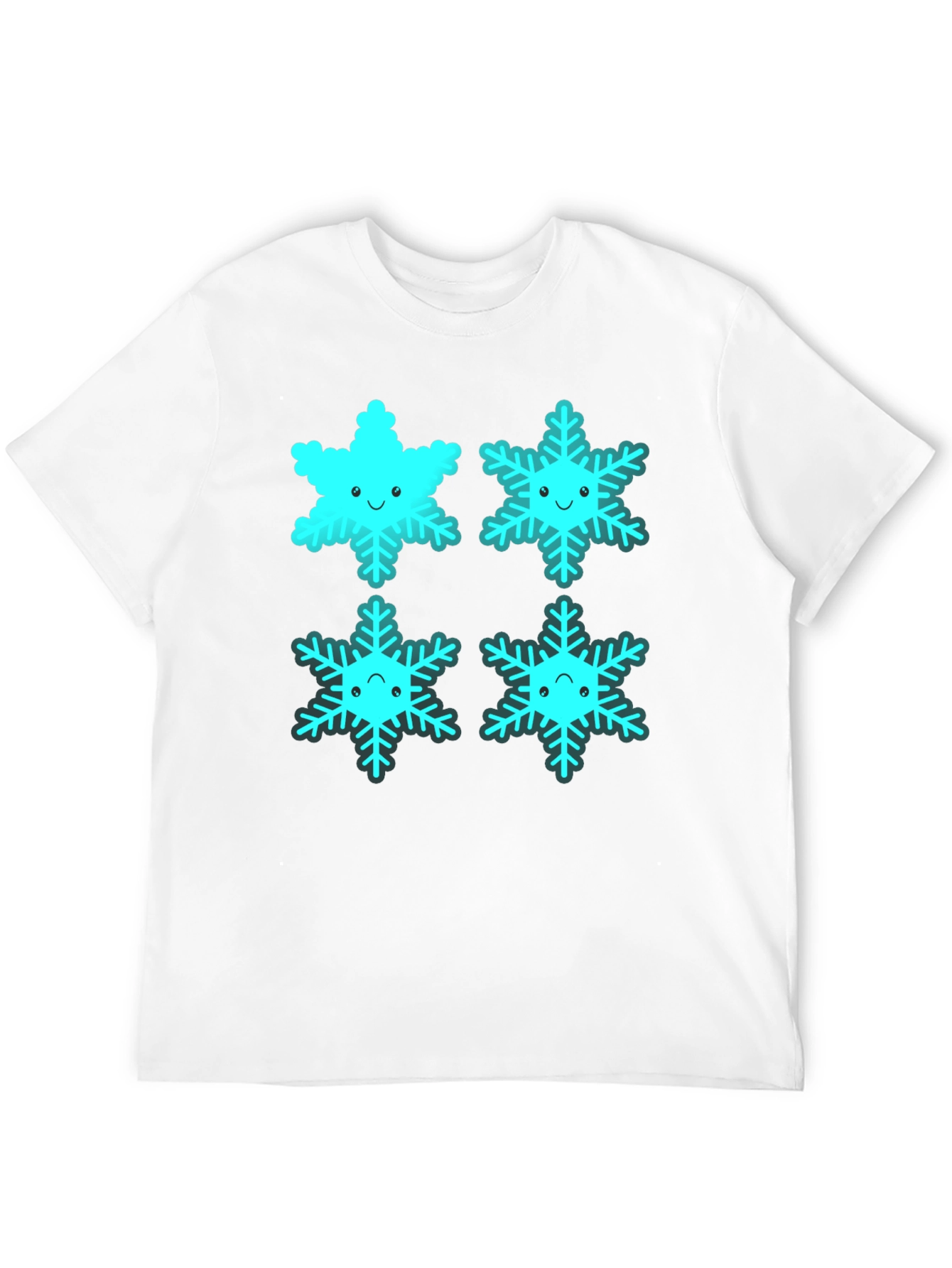 Black Cute Cartoon Snowflake Graphic Tee - Black view 12