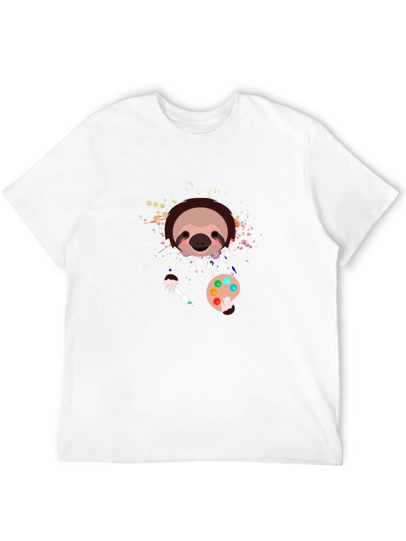 Black Sloth Artist Graphic T-Shirt - Cute Painter Tee view 12