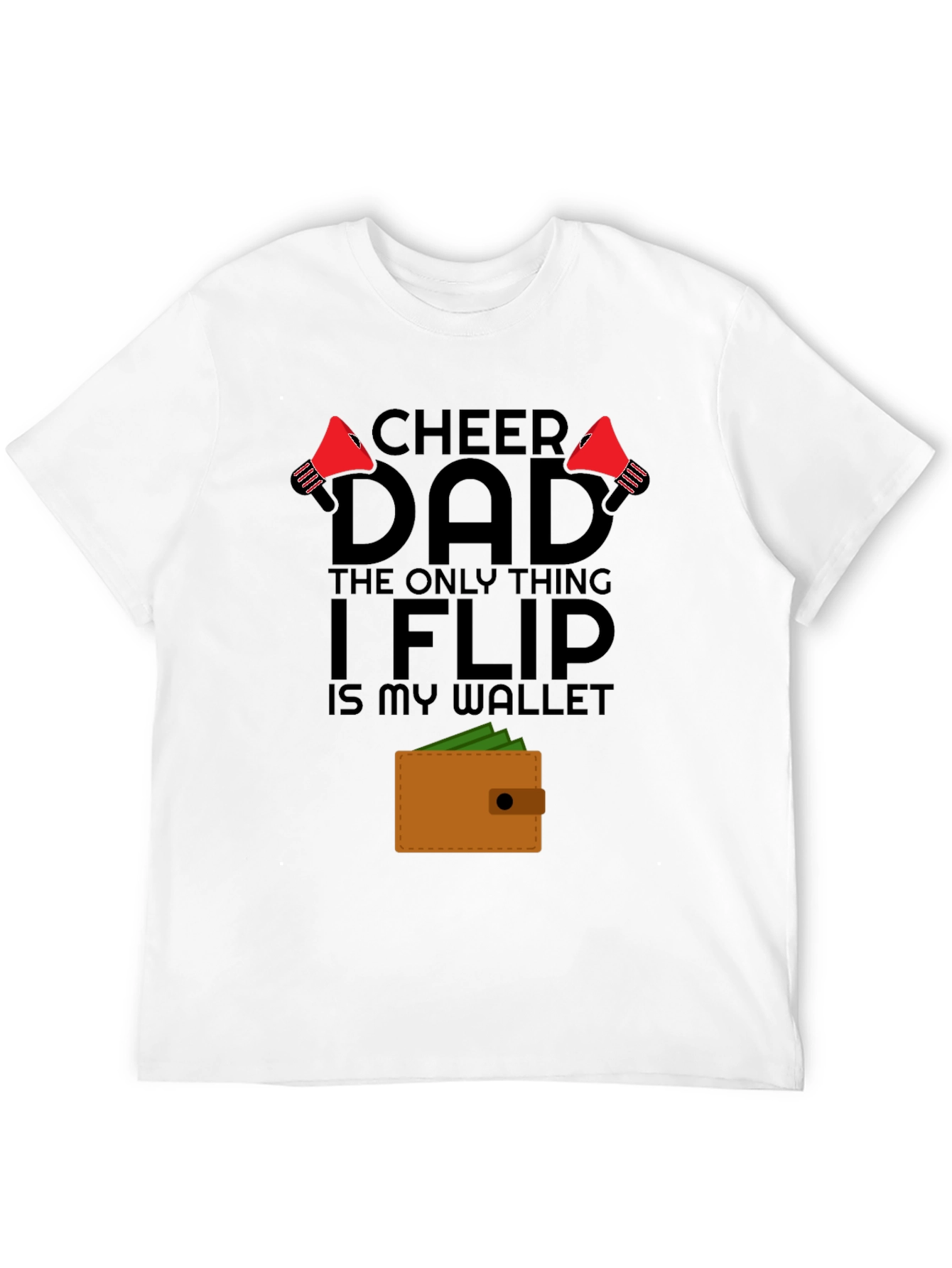 Black Cheer Dad Wallet Flip T-Shirt - Gift for Dad view 12