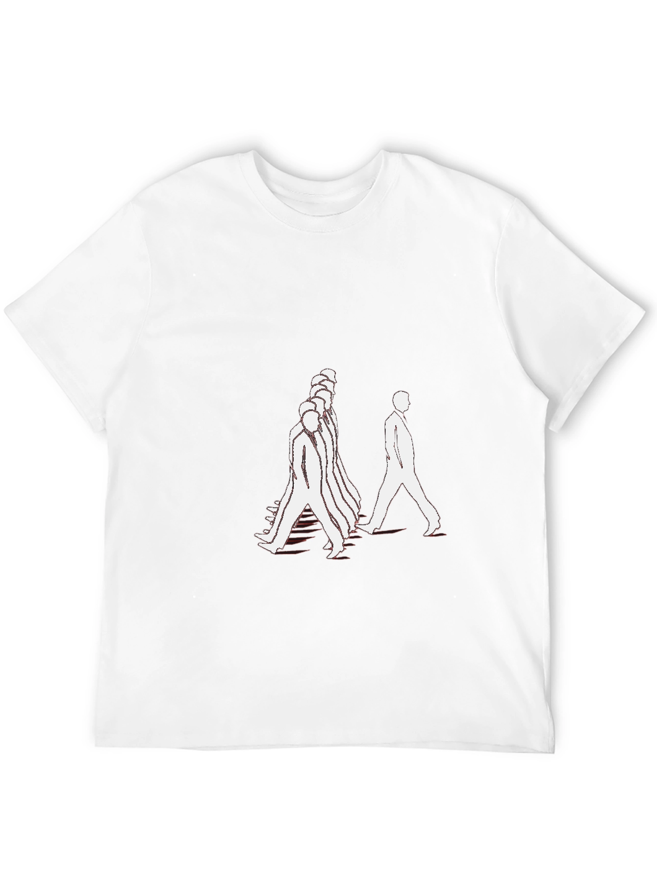 Black Black T-Shirt with Walking Figures Print view 12