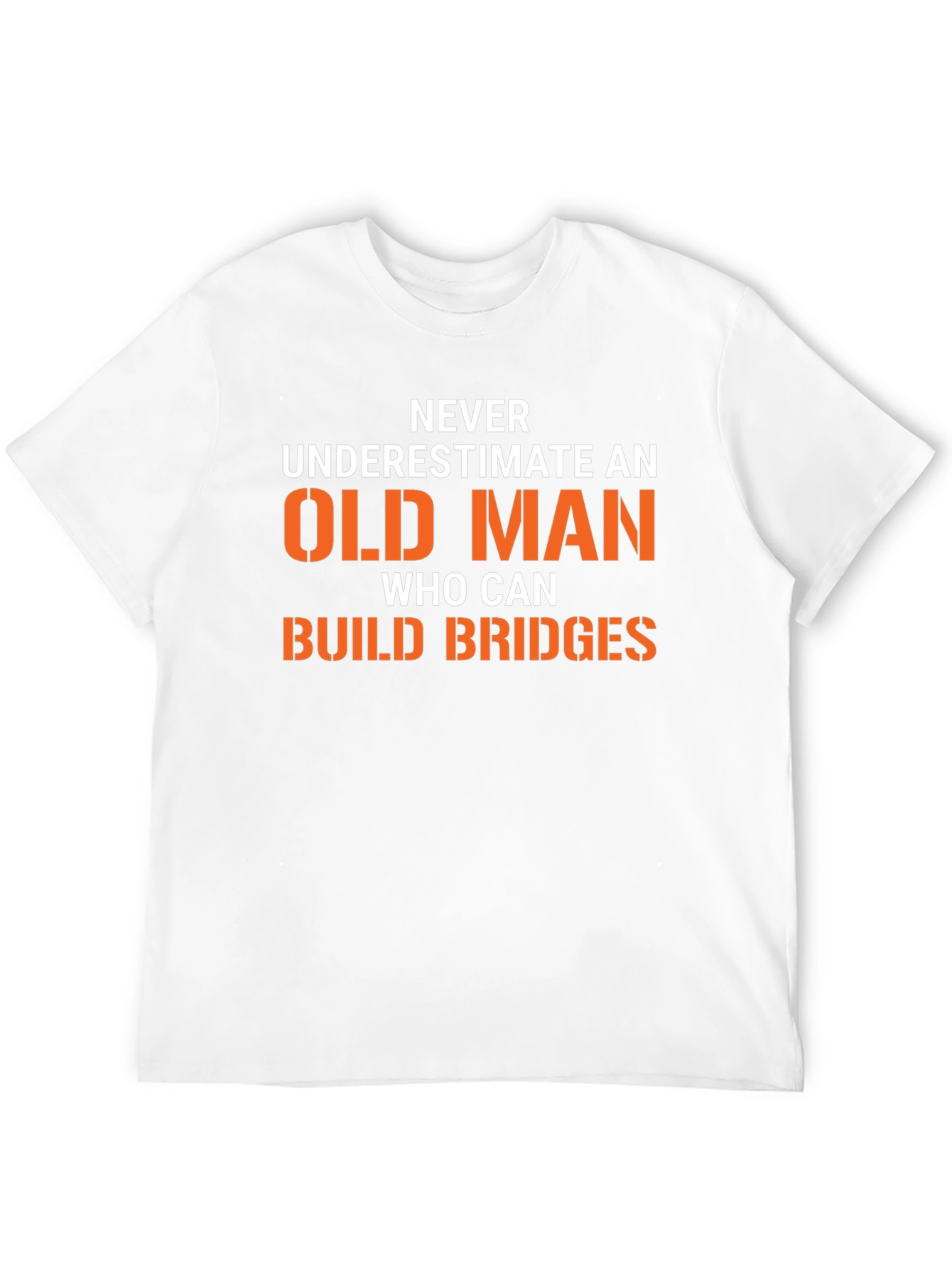 Black Funny "Old Man Build Bridges" Graphic Tee view 12