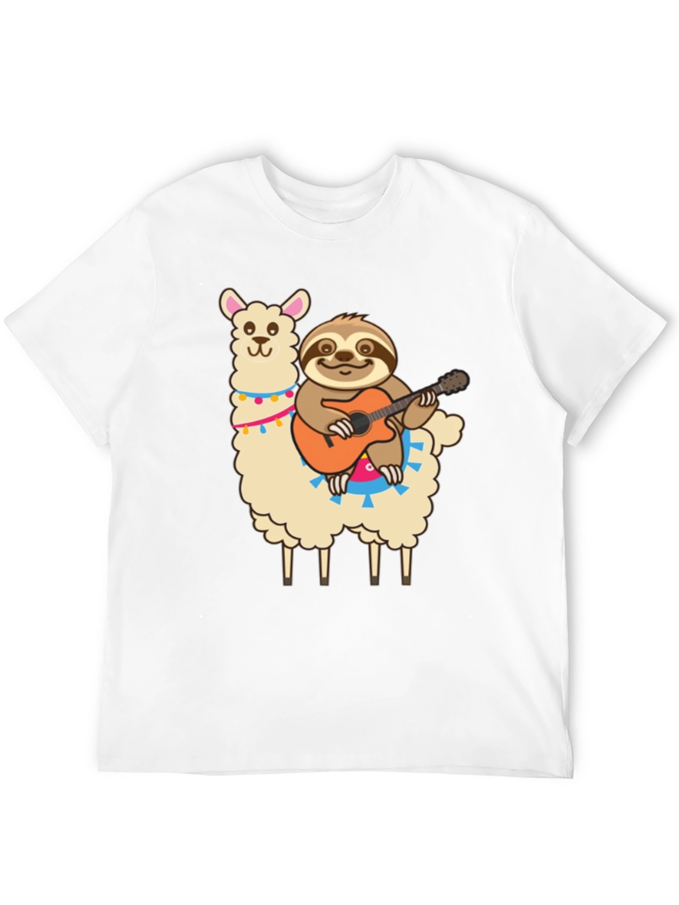 Black Llama & Sloth Guitar T-Shirt view 12