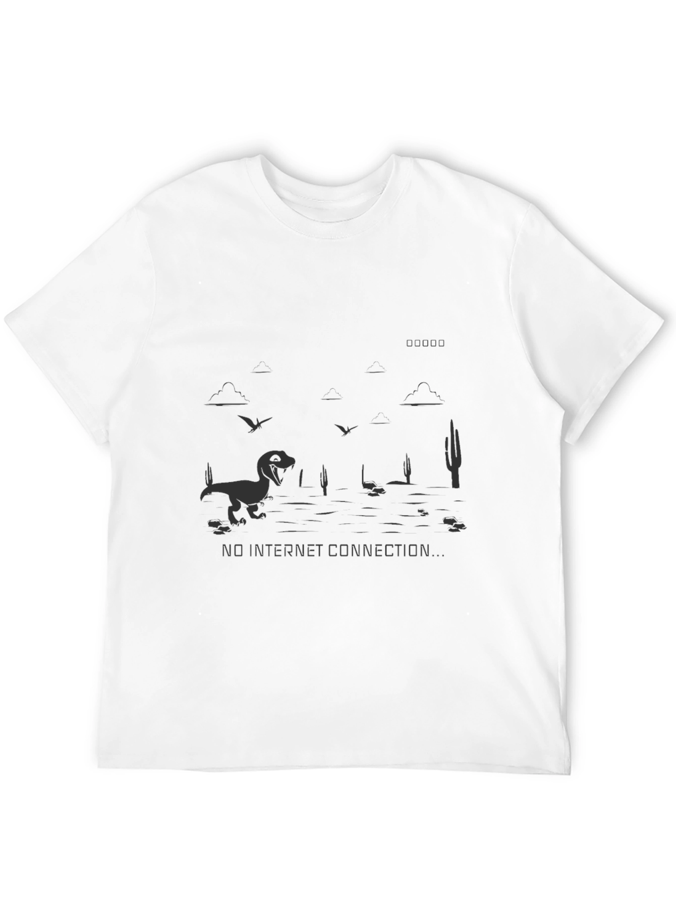 Black No Internet Dinosaur Black T-Shirt view 12