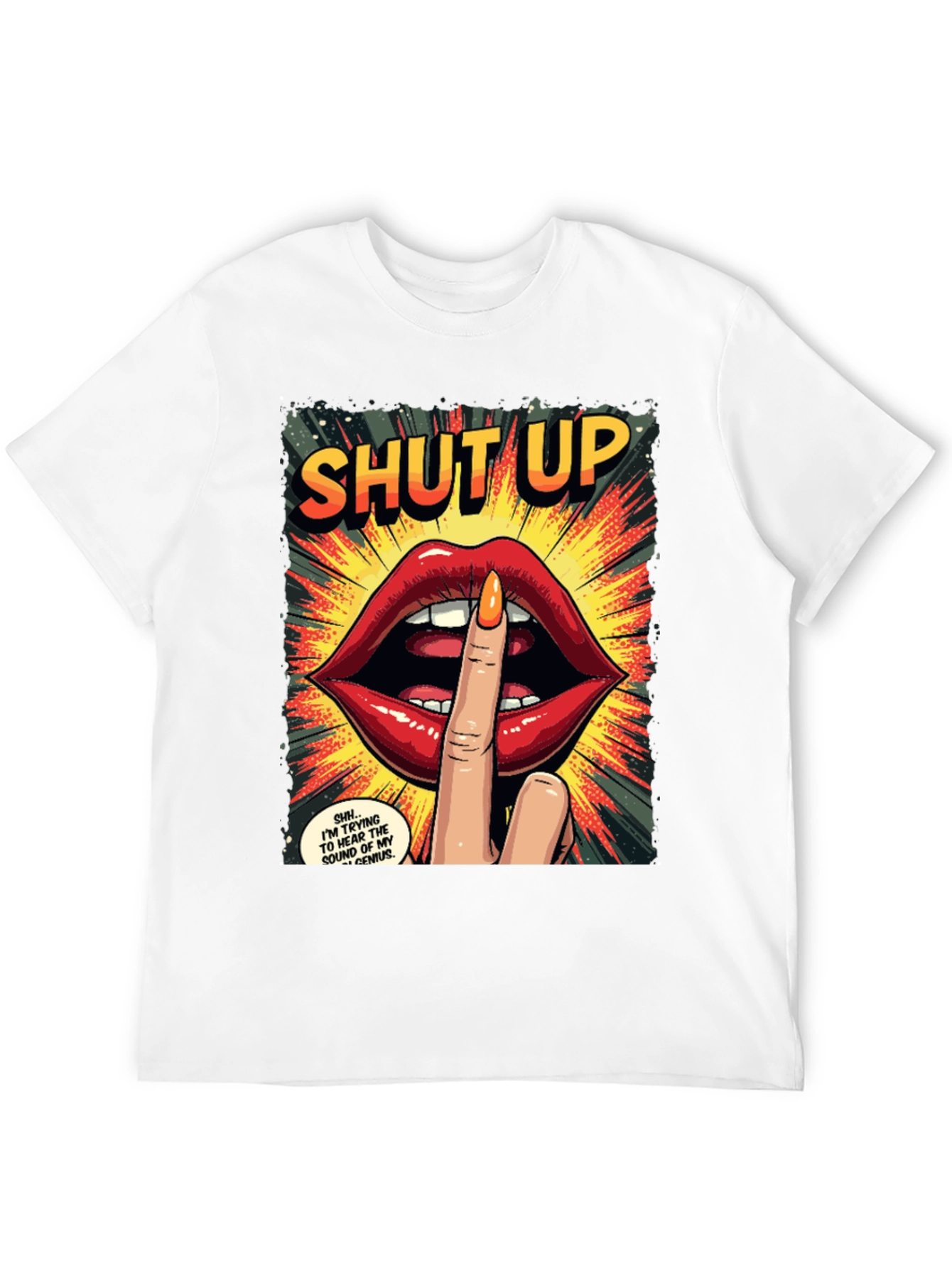 Black Shut Up Graphic Tee - Comic Book Style view 12