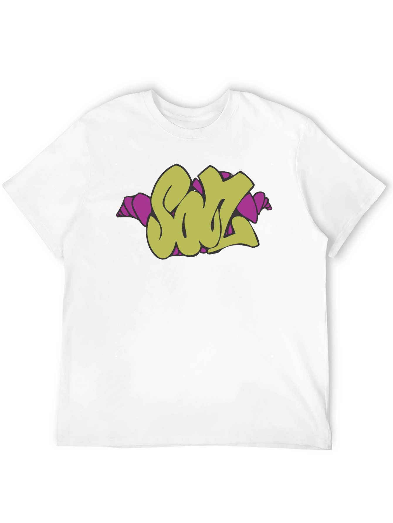 Black Graffiti Style Olive 'SOUL' Graphic Black T-Shirt view 12