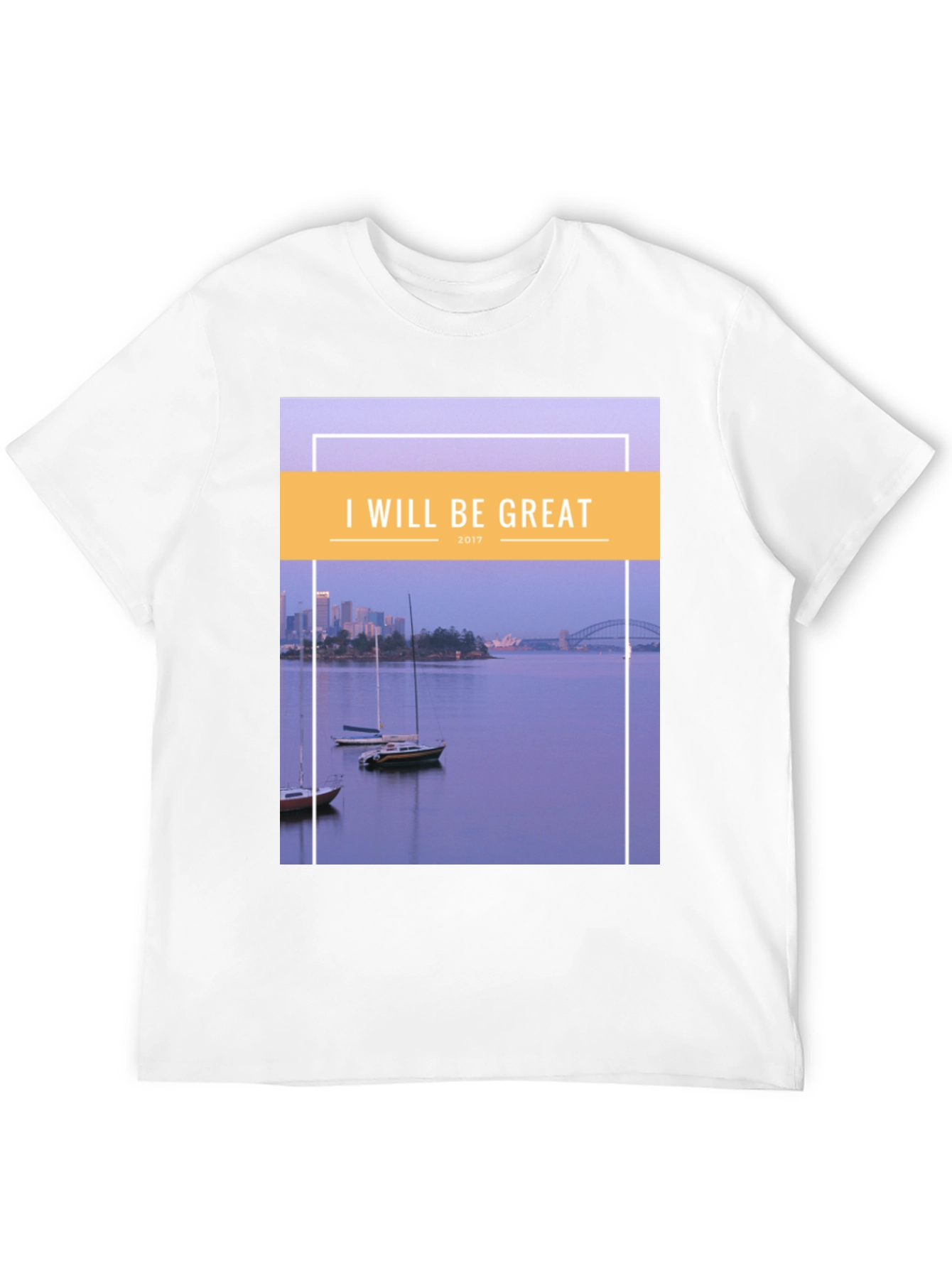 Black I Will Be Great T-Shirt: Sydney Harbour Design, Cotton Blend view 12
