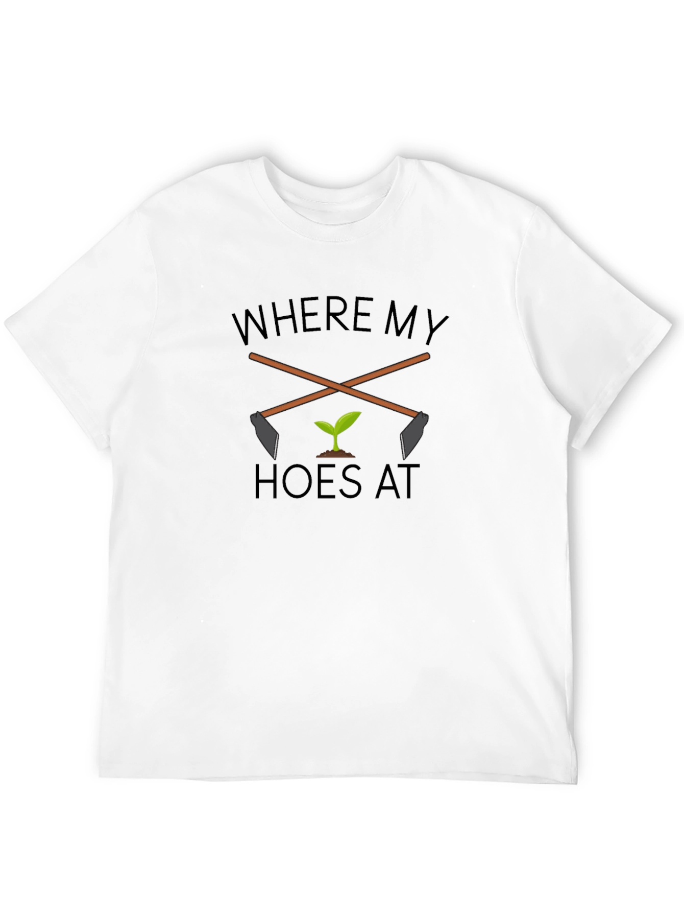 Black Where My Hoes At? Black Graphic T-Shirt view 12
