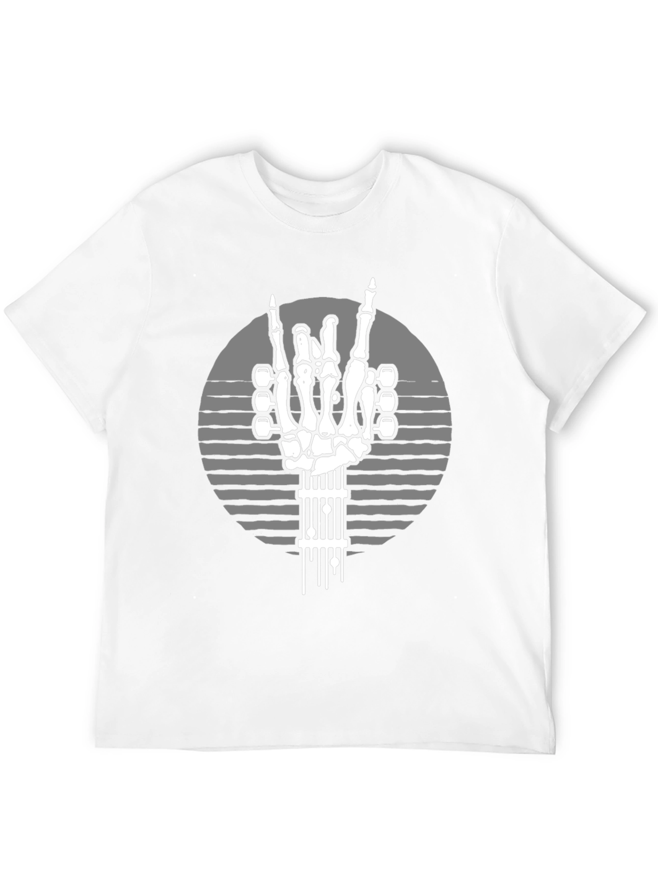 Black Rock On Skeleton Guitar Hand T-Shirt view 12