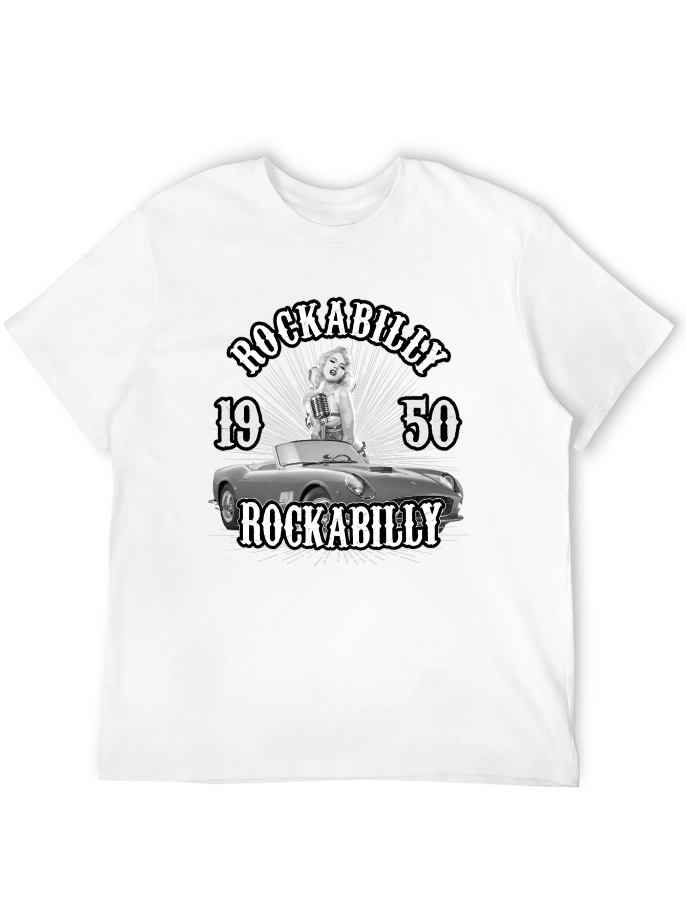 Black Rockabilly 1950s Graphic T-Shirt view 12