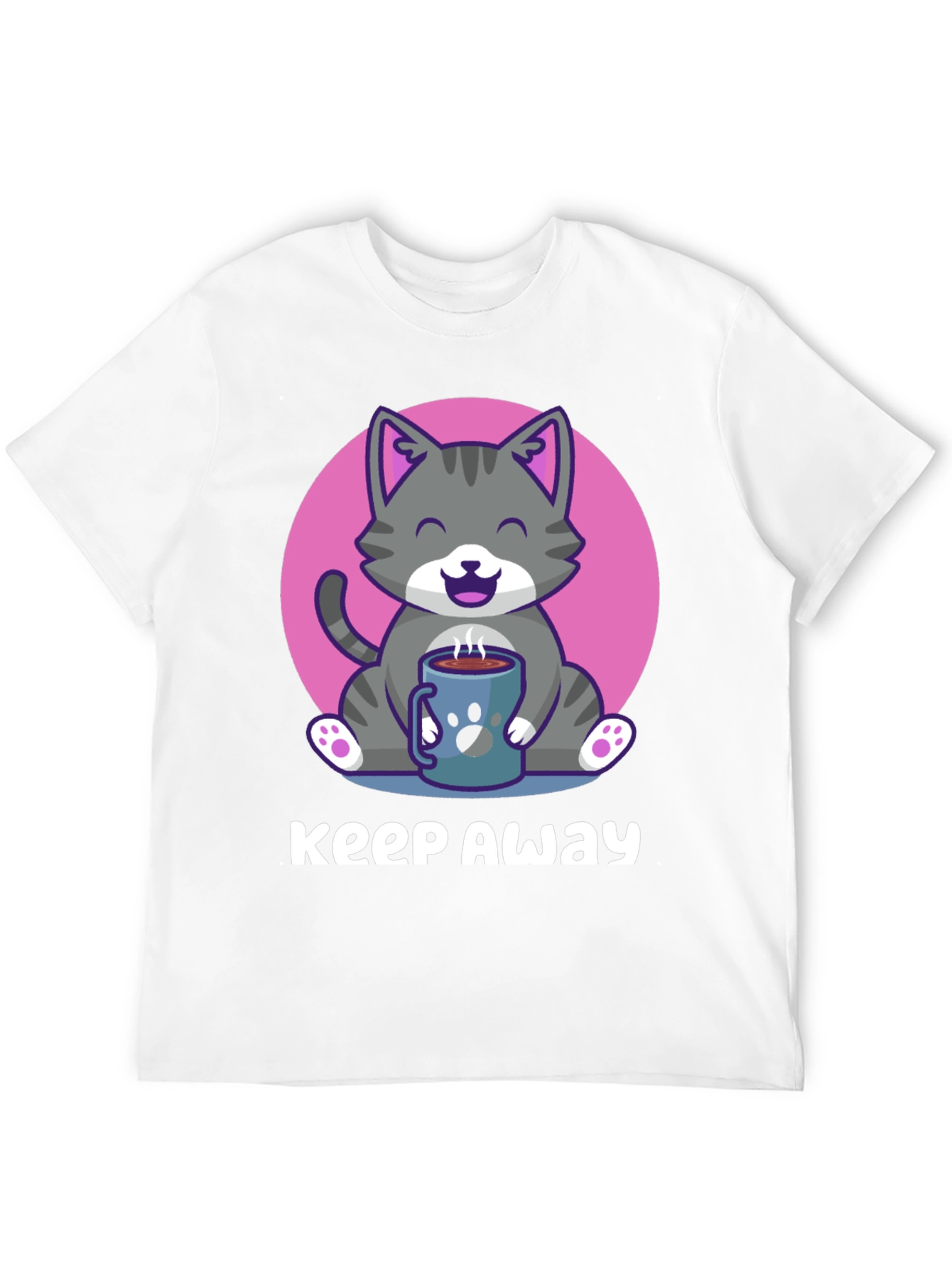 Black Keep Away Gray Cat Coffee T-Shirt view 12