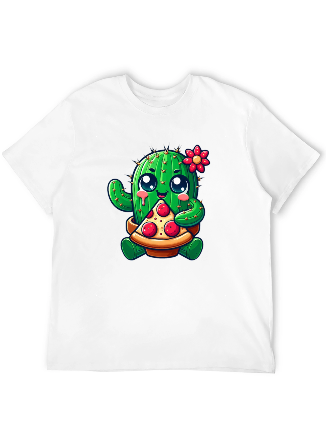 Black Cactus Pizza Lover Black T-Shirt view 12