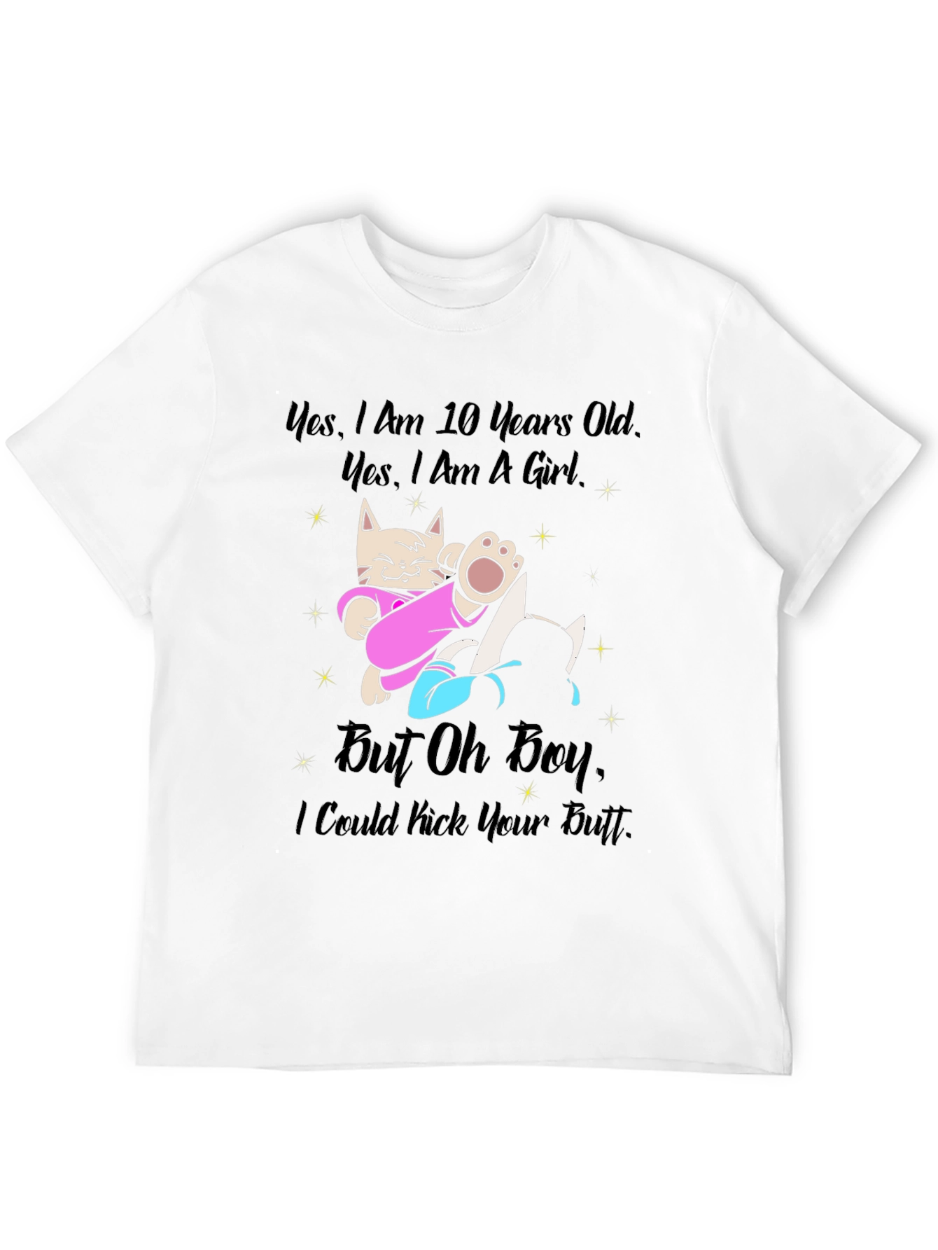 Black Funny Cat T-Shirt - Yes, I Am A Girl view 12