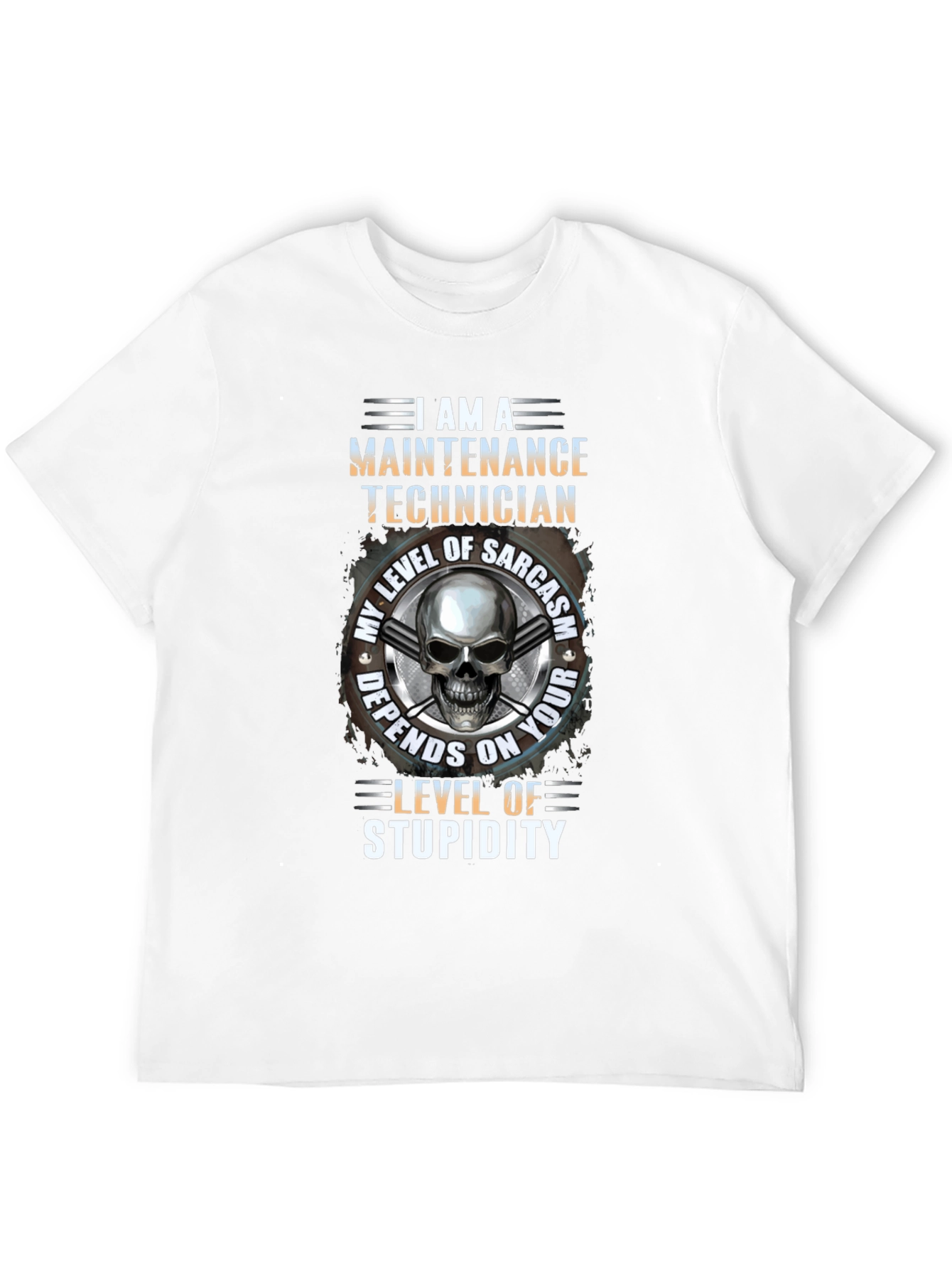 Black Maintenance Technician Skull Graphic T-Shirt view 12