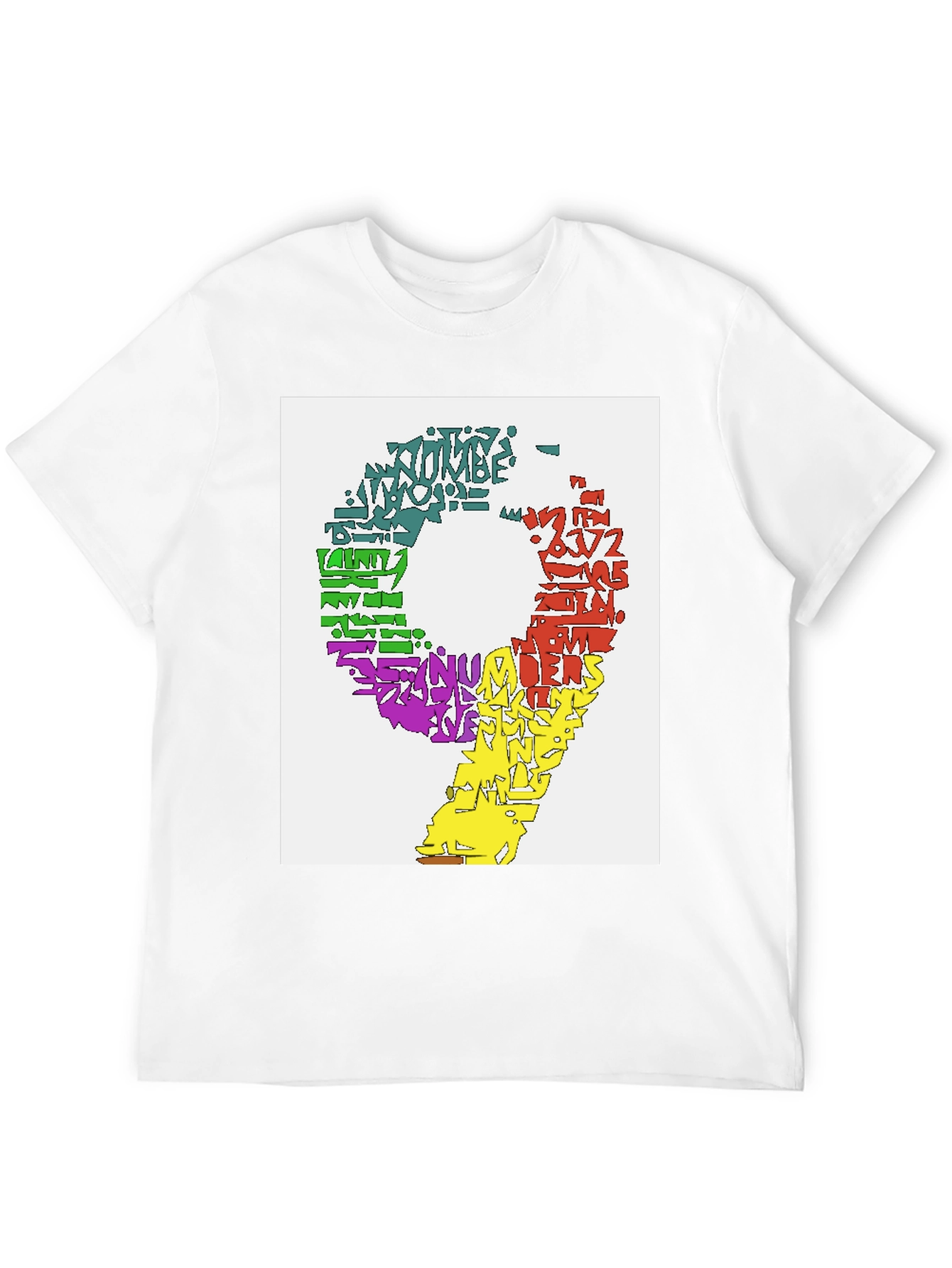 Black Colorful Number 9 Word Art Graphic Tee view 12