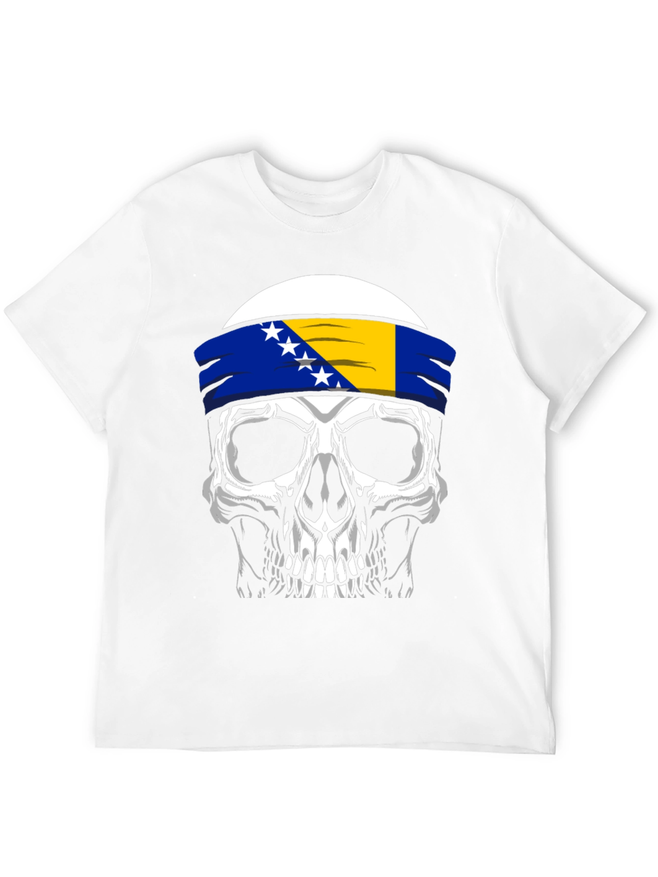 Skull Bosnia Flag Headband T-Shirt - 12