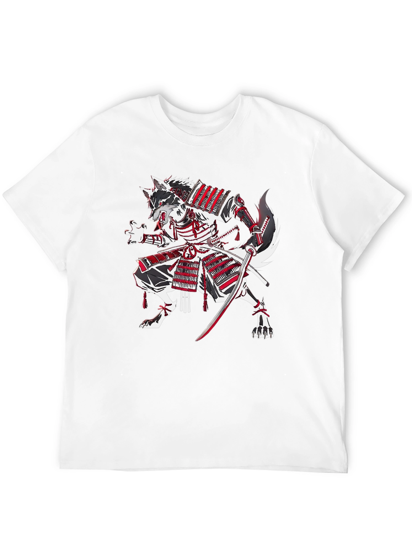 Black Samurai Wolf Graphic T-Shirt view 12