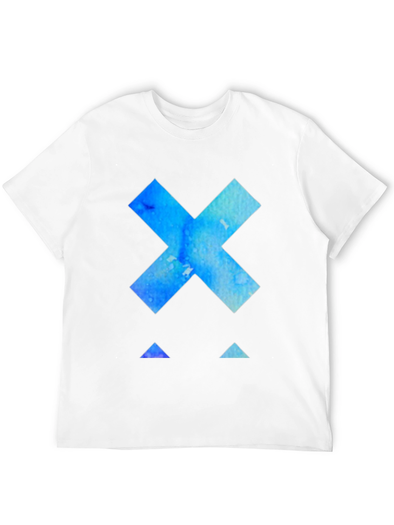 Black Geometric Blue Watercolor Graphic Tee - Modern Design view 12