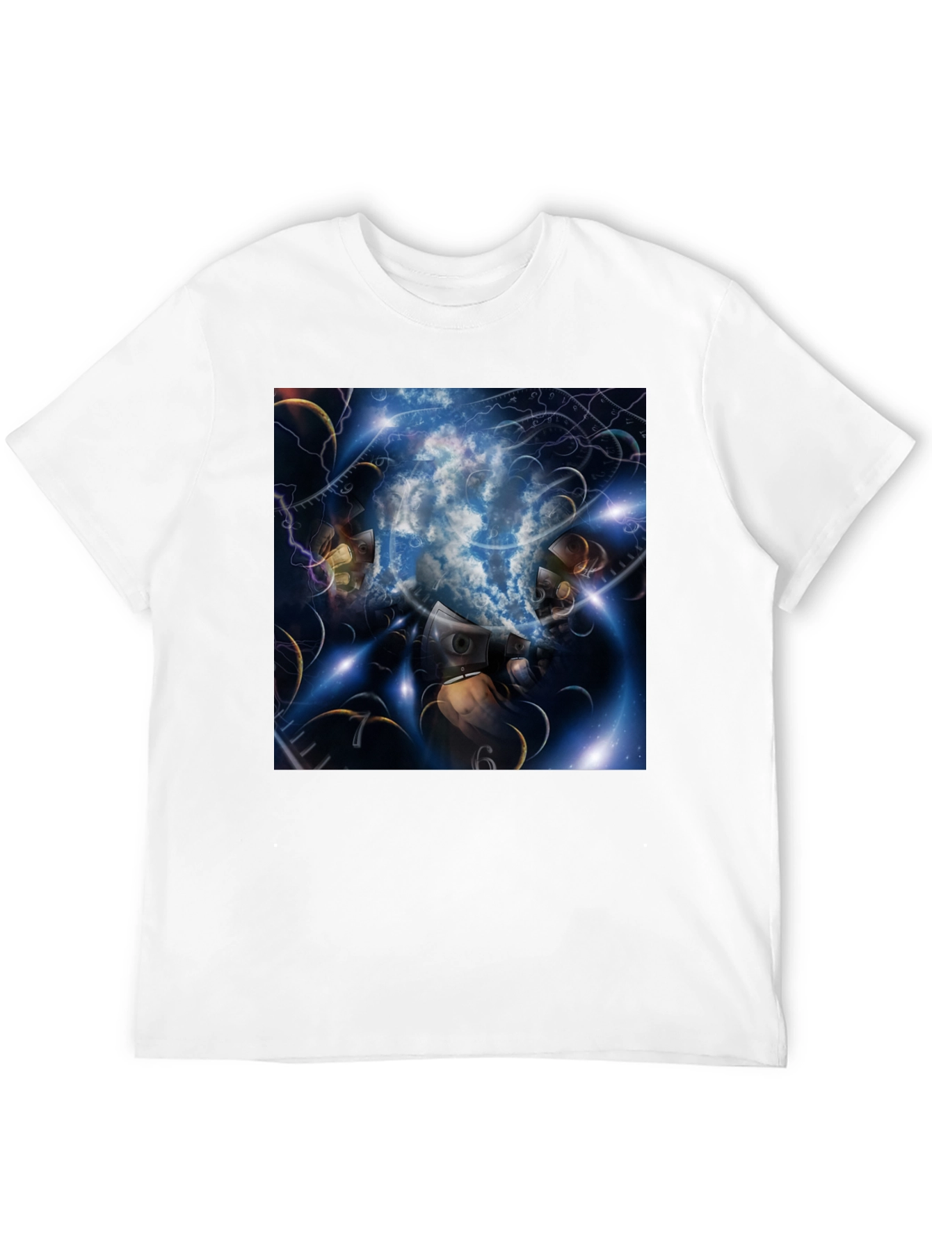 Black Surreal Clockwork Dreamscape Graphic Tee view 12
