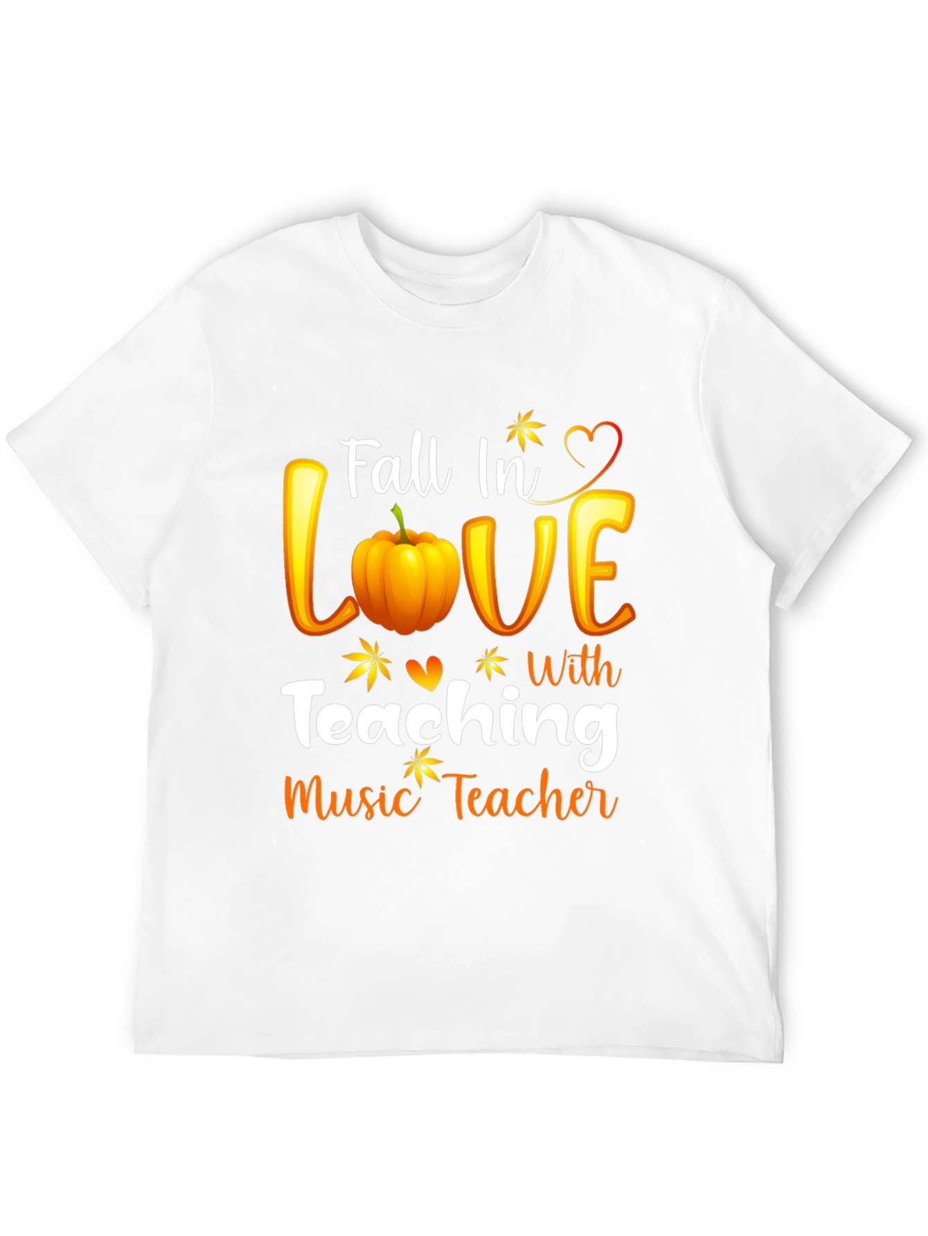 Black Fall In Love Teaching Music Teacher Black T-Shirt view 12