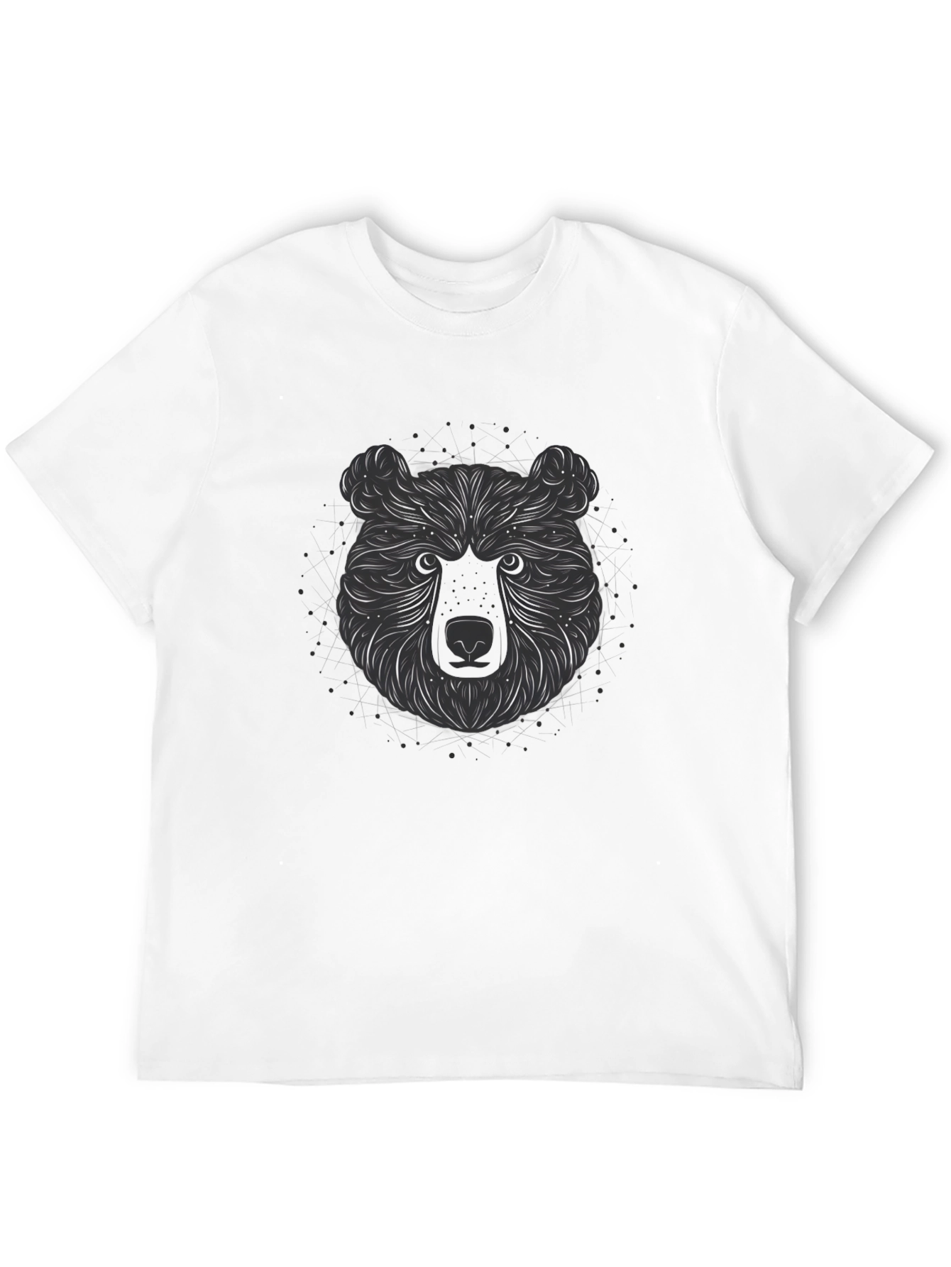 Black Abstract Bear Graphic Tee - Stylish Men's Black T-Shirt view 12