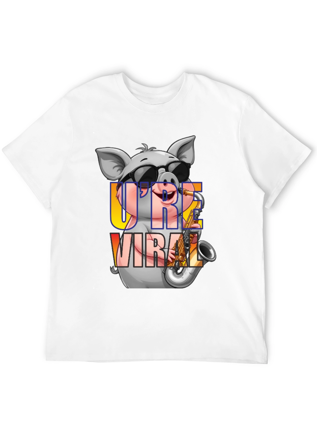 Black Cool Pig Saxophone T-Shirt view 12