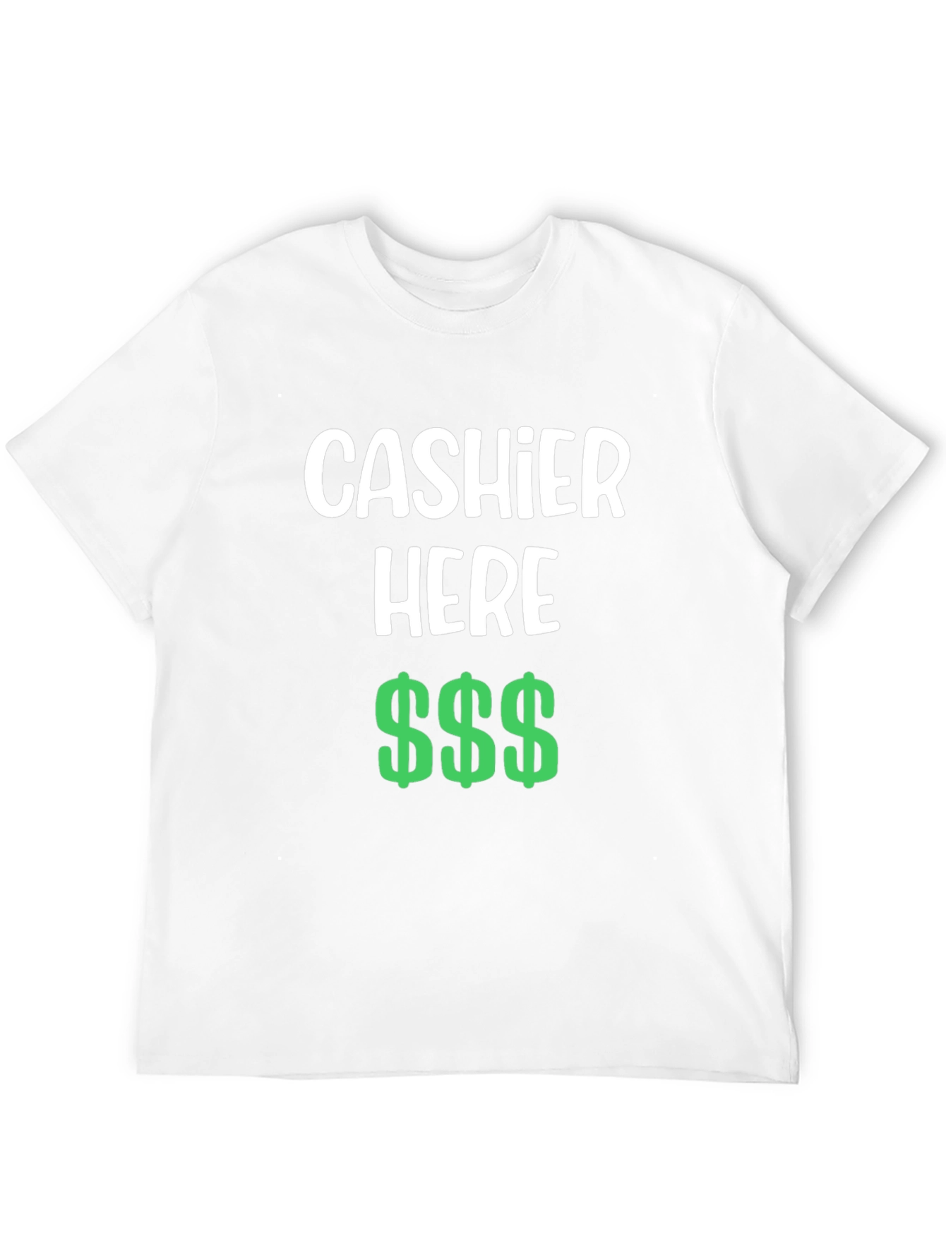 Black Cashier Here Funny T-Shirt - Black Crew Neck Tee view 12
