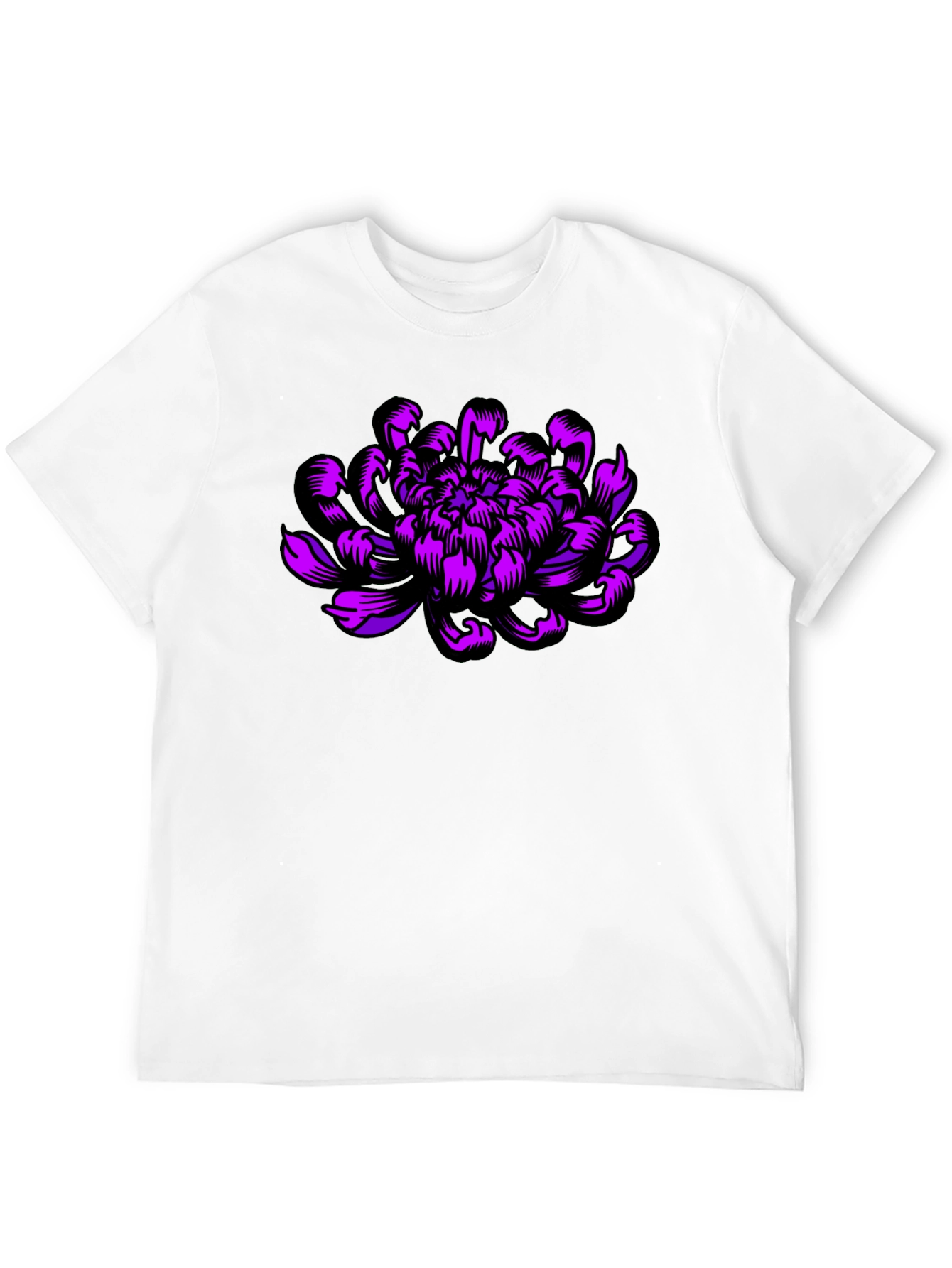 Black Black T-Shirt with Purple Flower Design view 12