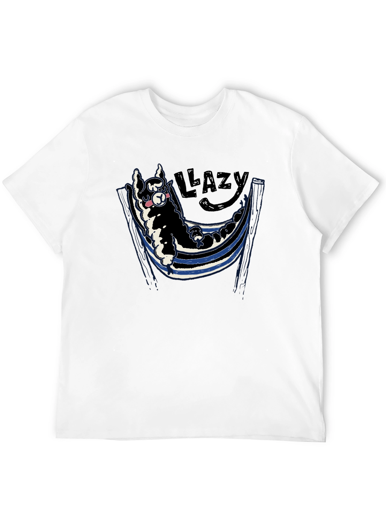 Black Lazy Llama Hammock Graphic Tee - Soft Cotton Blend view 12