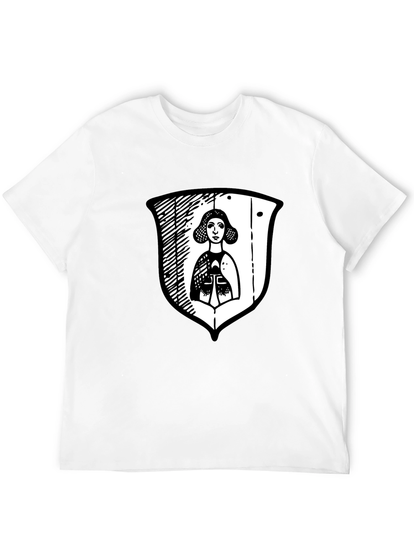 Black Black Graphic Tee with Medieval Lady Shield view 12