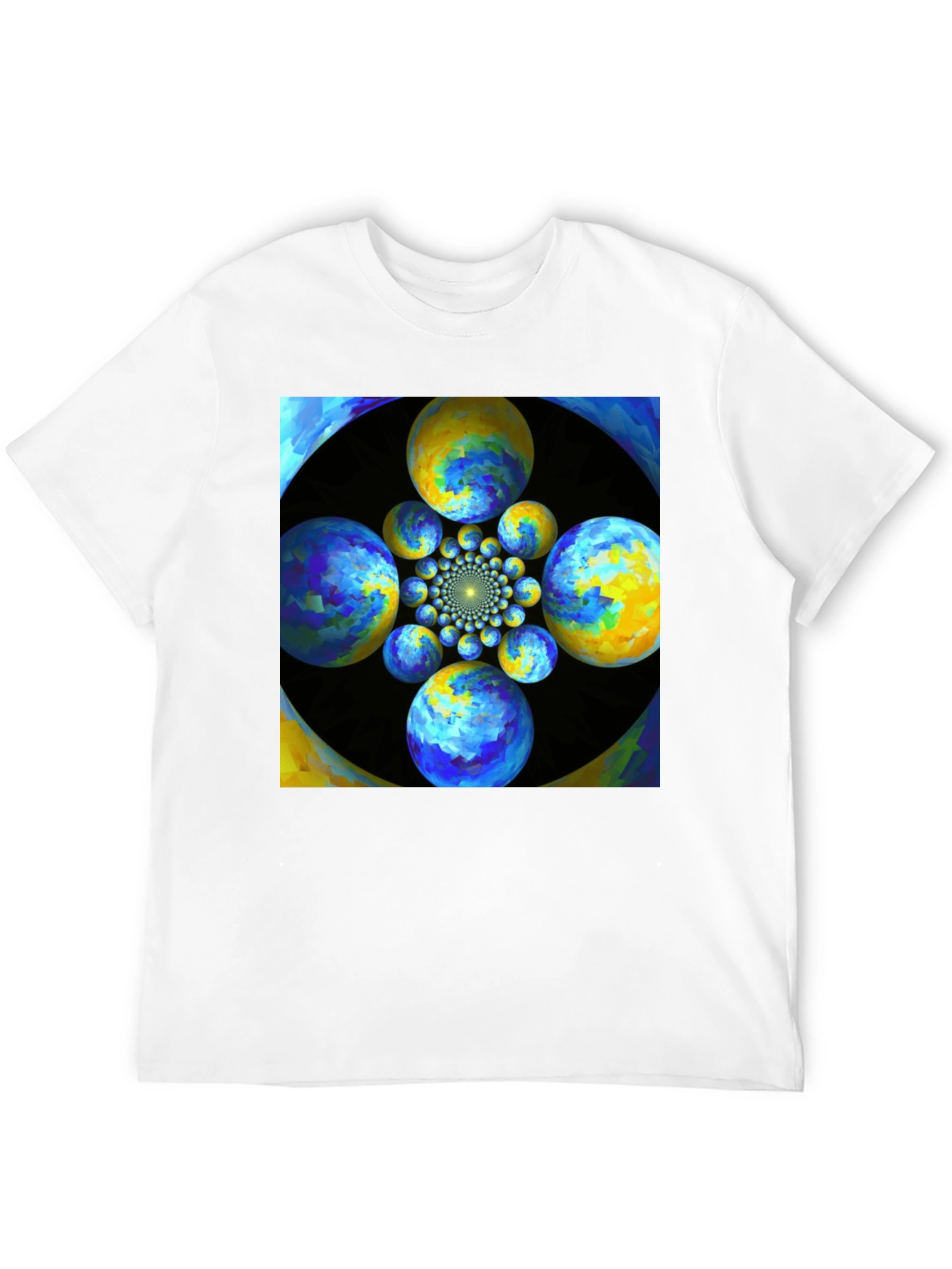 Black Abstract Fractal Sphere Graphic T-Shirt view 12