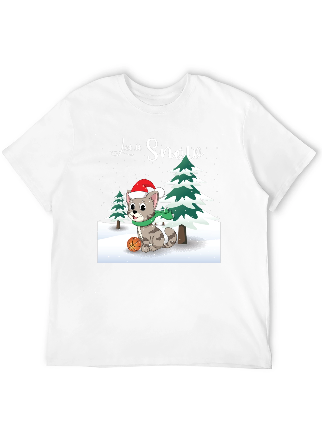 Black Let it Snow Cat with Basketball T-Shirt view 12