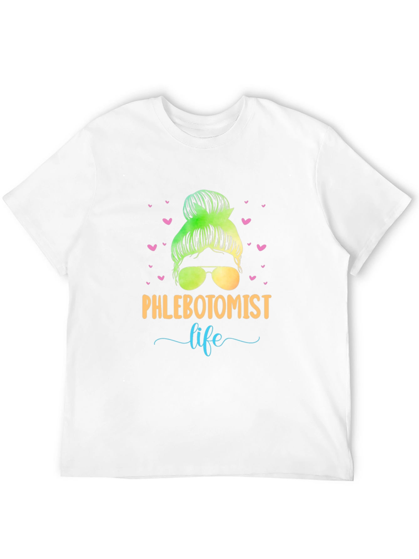 Black Phlebotomist Life Messy Bun T-Shirt view 12