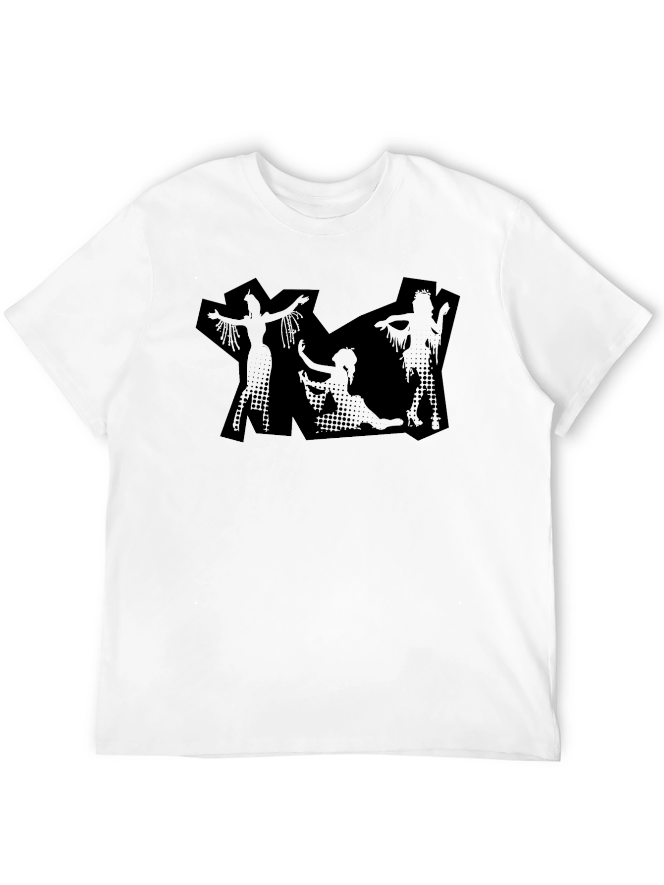 Black Black Graphic Print Tee - Modern Silhouette Design view 12