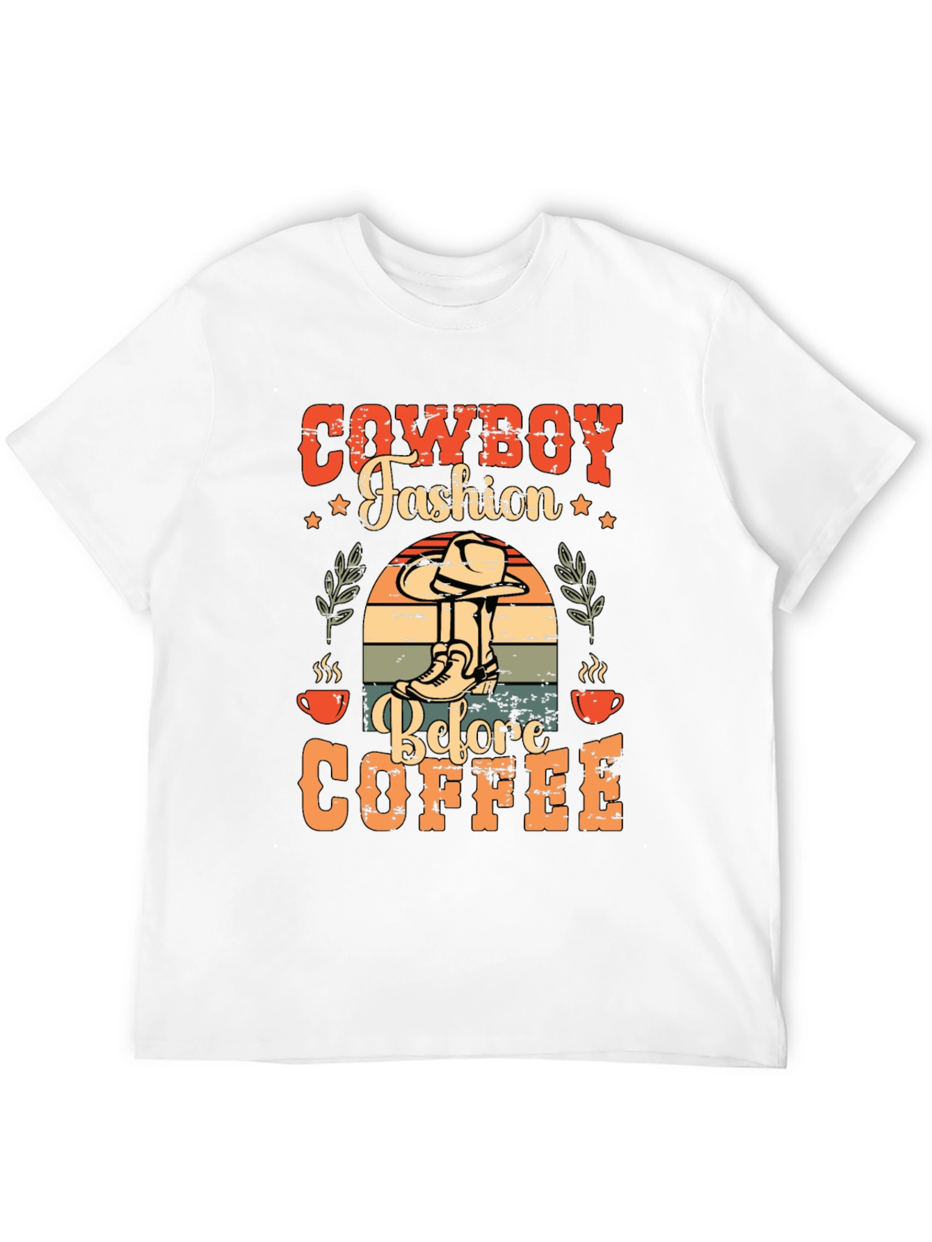 Black Cowboy Fashion Before Coffee Graphic T-Shirt view 12