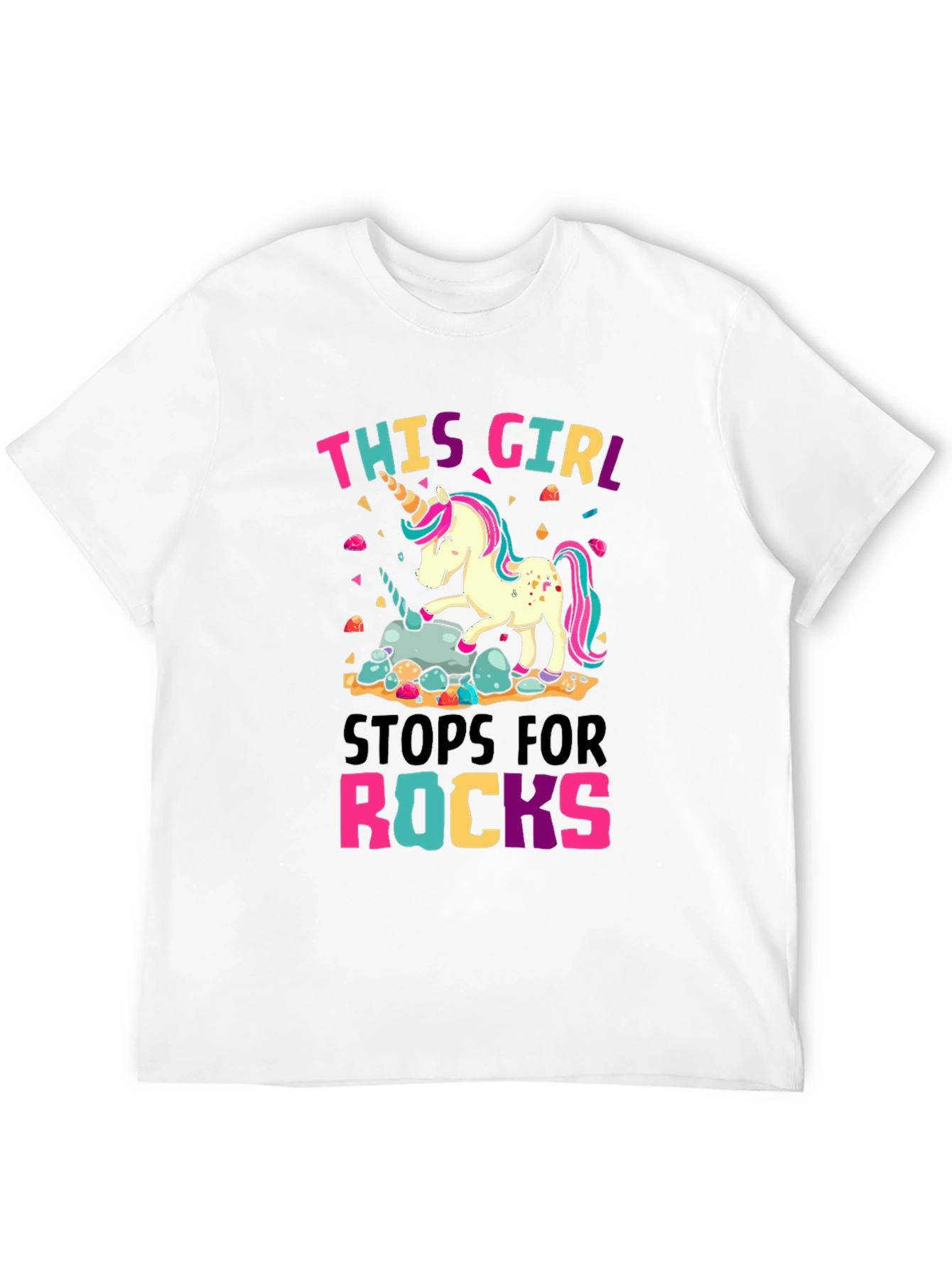 Black Unicorn Rocks T-Shirt: This Girl Stops for Rocks view 12