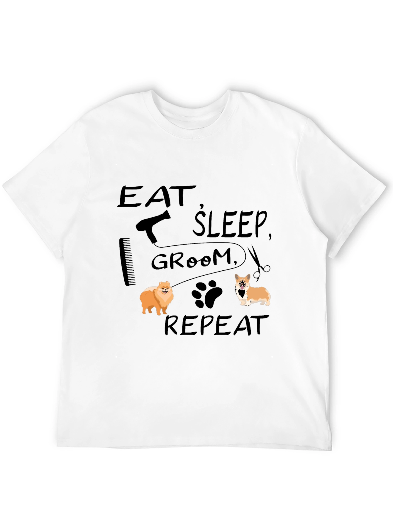 Black Eat Sleep Groom Repeat Dog Lover T-Shirt view 12