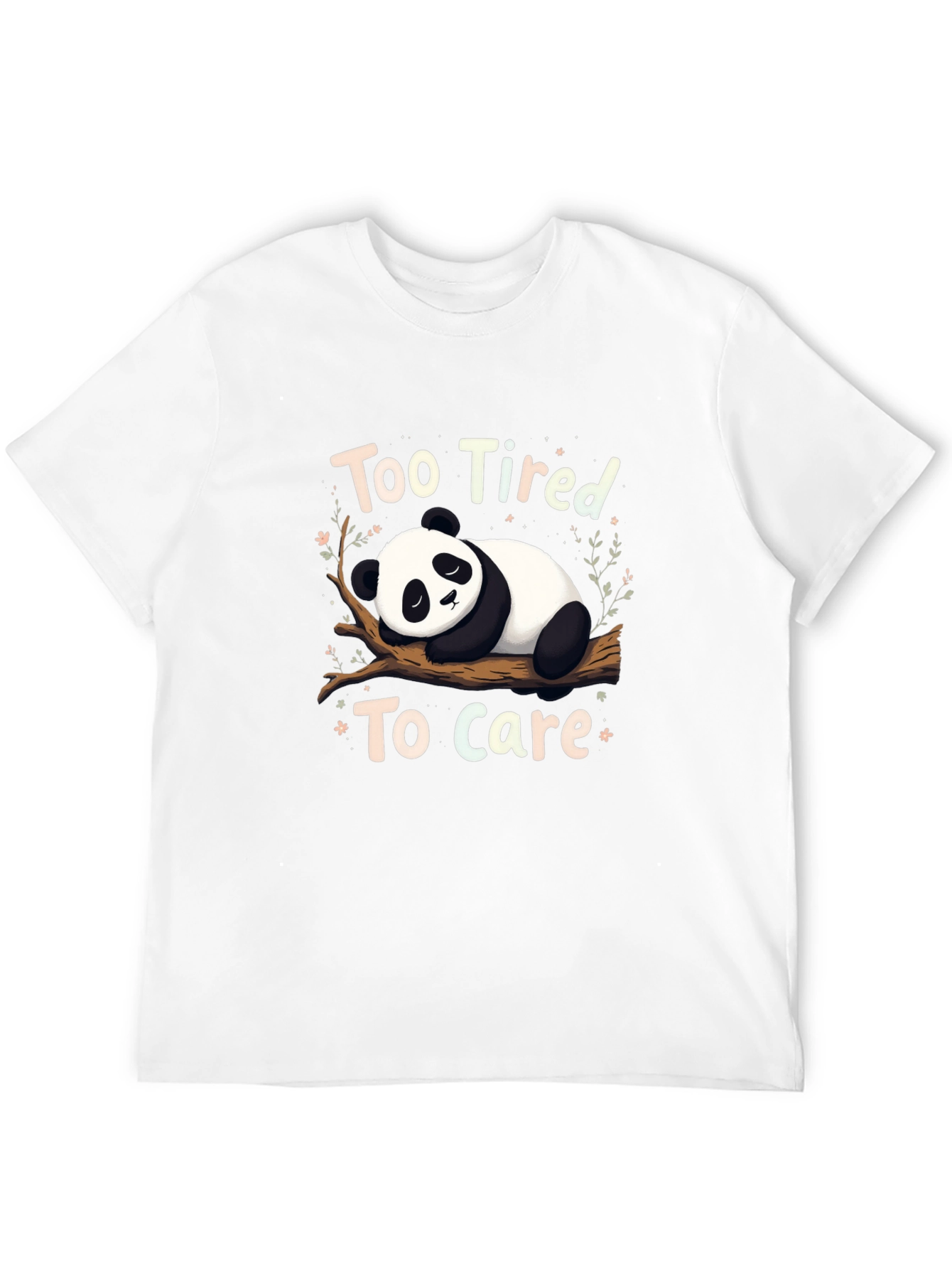 Black Too Tired to Care Panda Graphic T-Shirt view 12