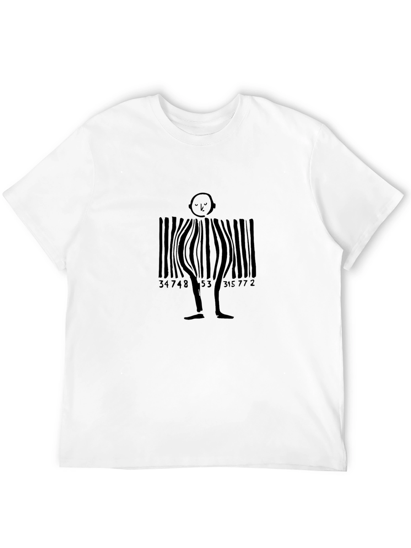 Black Barcode Man Graphic Tee - Unique Black T-Shirt view 12