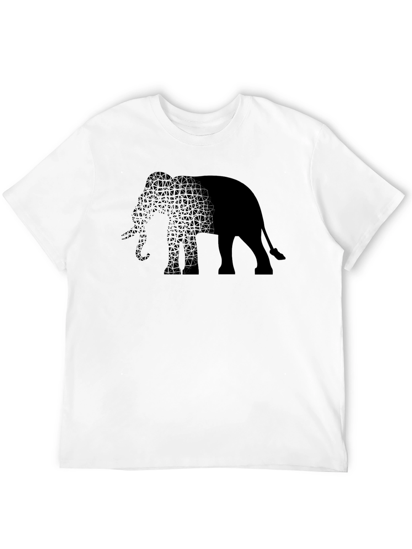Black Elephant Print Men's T-Shirt - Stylish Black Tee view 12