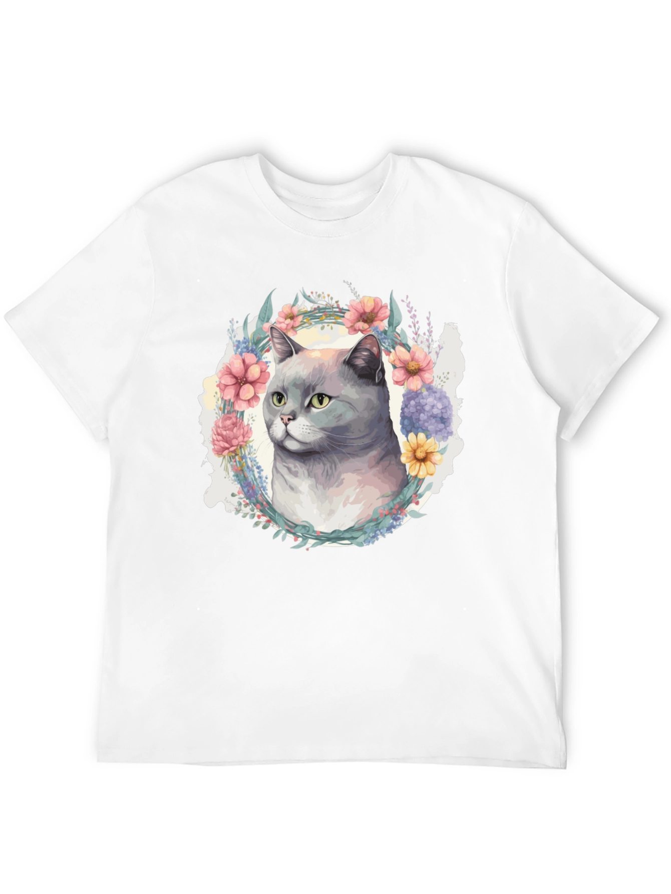 Black Floral Cat T-Shirt - Soft Cotton Blend view 12