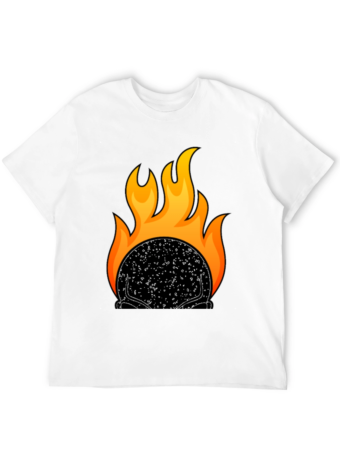 Black Flaming Skull Graphic T-Shirt - Black view 12