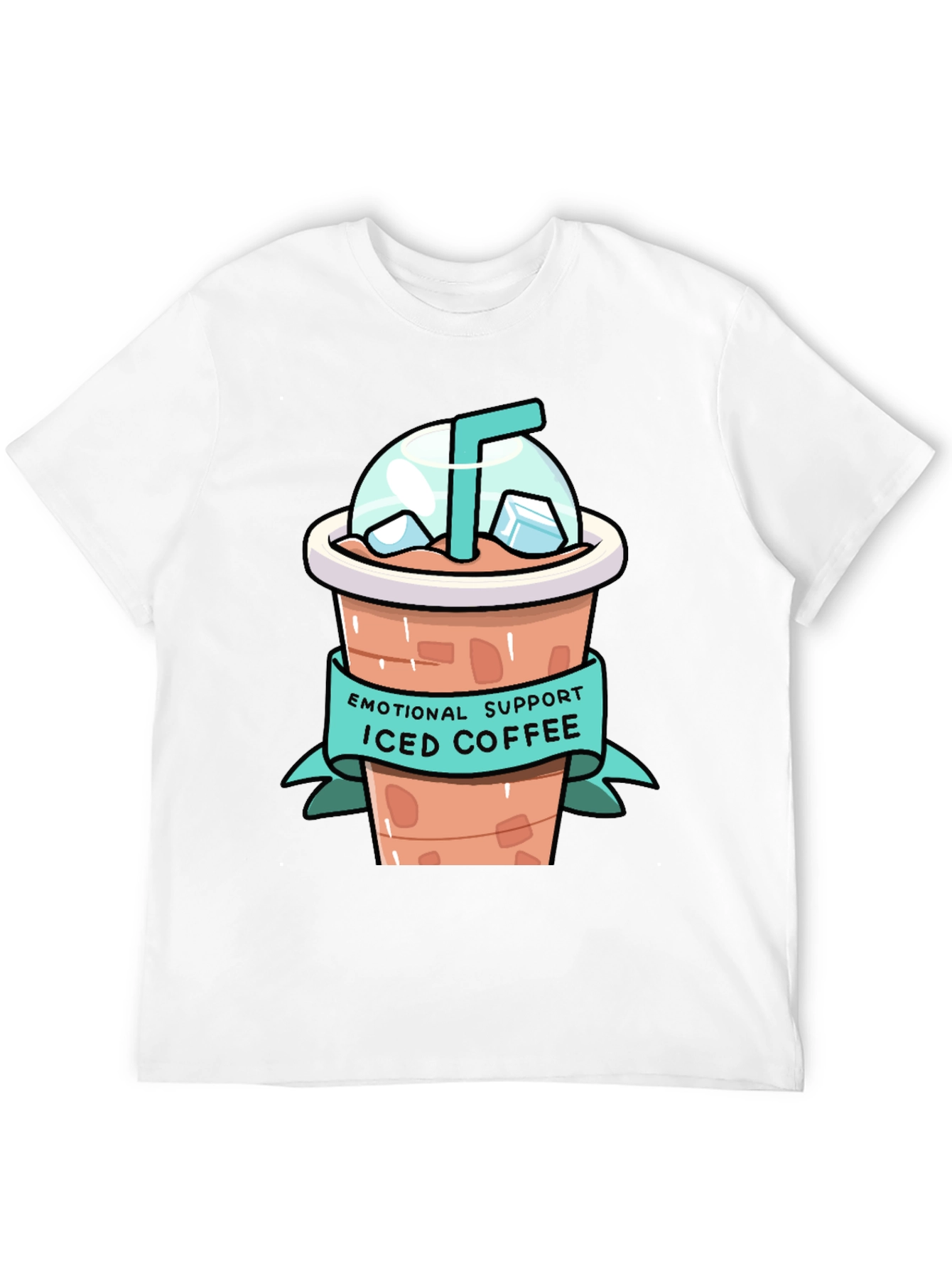 Black Emotional Support Iced Coffee Graphic T-Shirt view 12