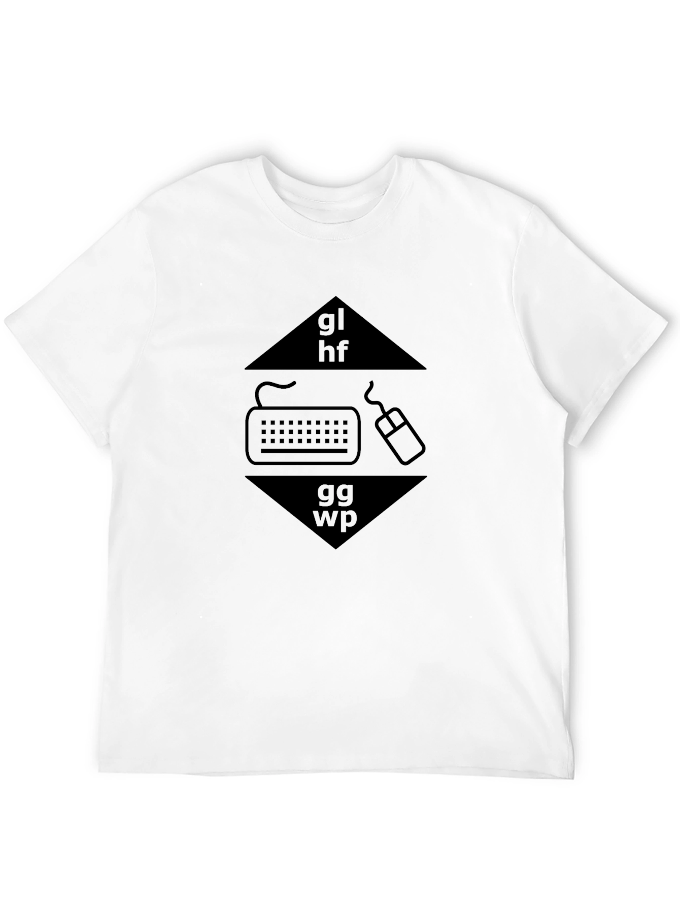 Black Gaming T-Shirt: GL HF GG WP Keyboard Mouse Design view 12