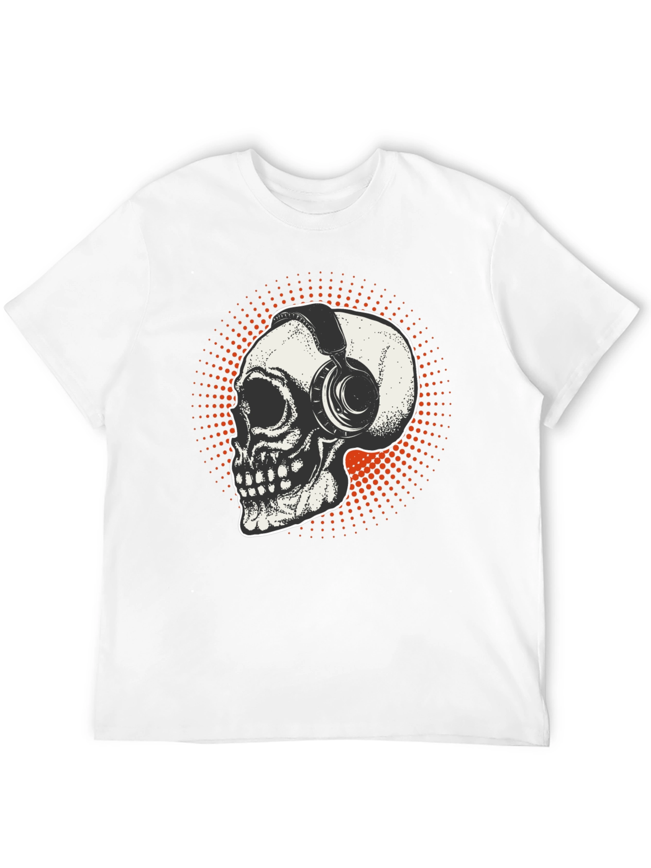 Black Skull & Headphones Graphic T-Shirt - Black view 12