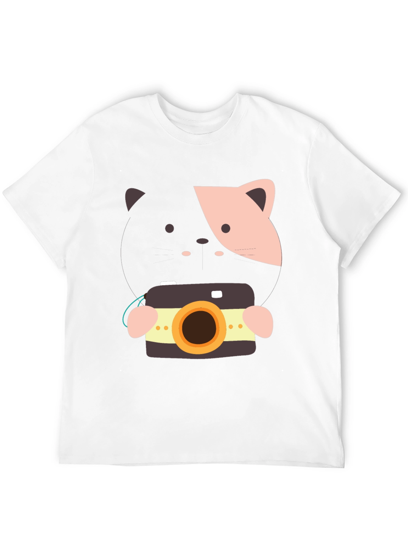 Black Cute Cat with Camera Graphic Tee - Soft Cotton Blend view 12