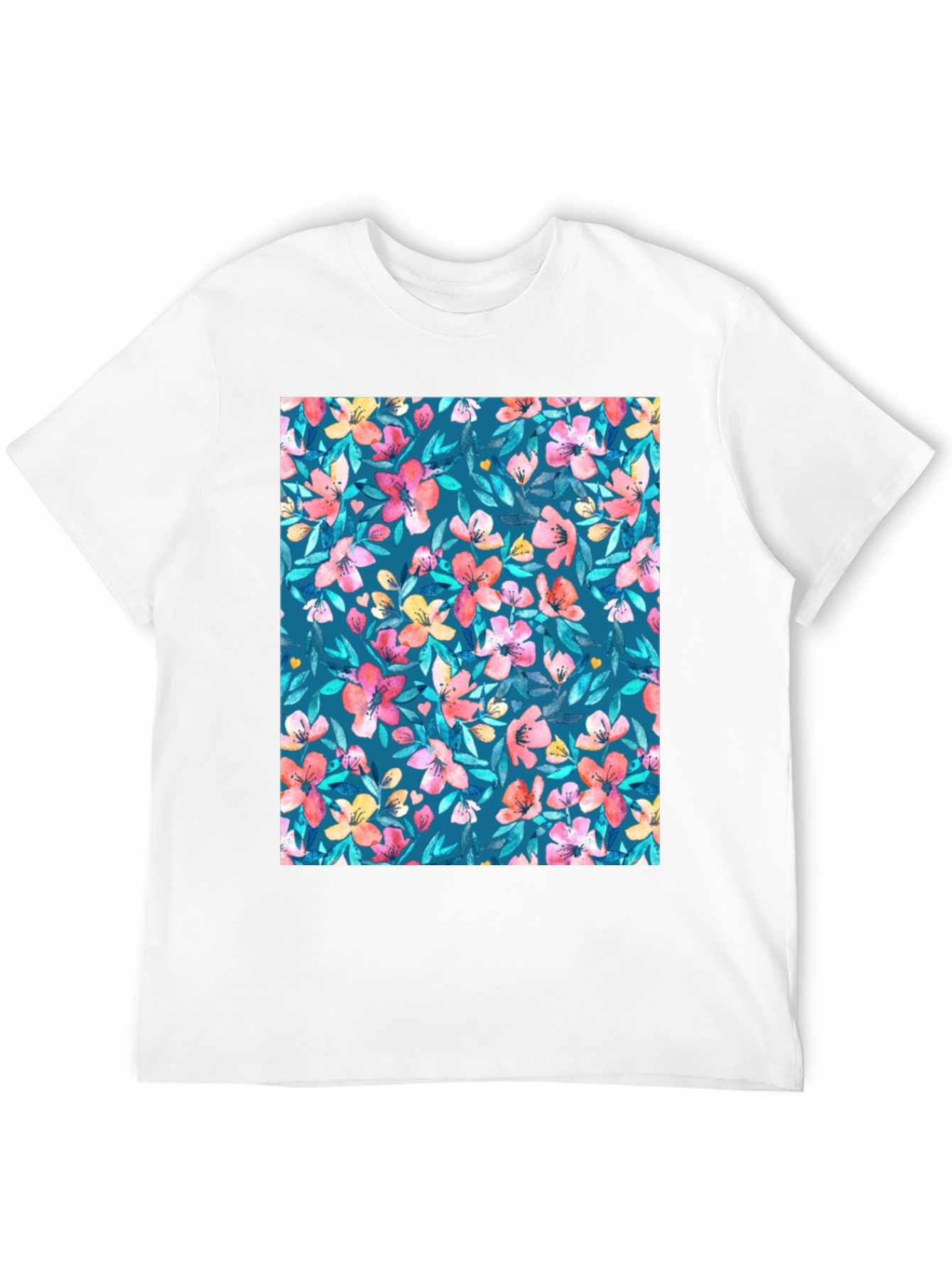 Black Floral Pattern T-Shirt: Vibrant & Stylish Casual Wear view 12