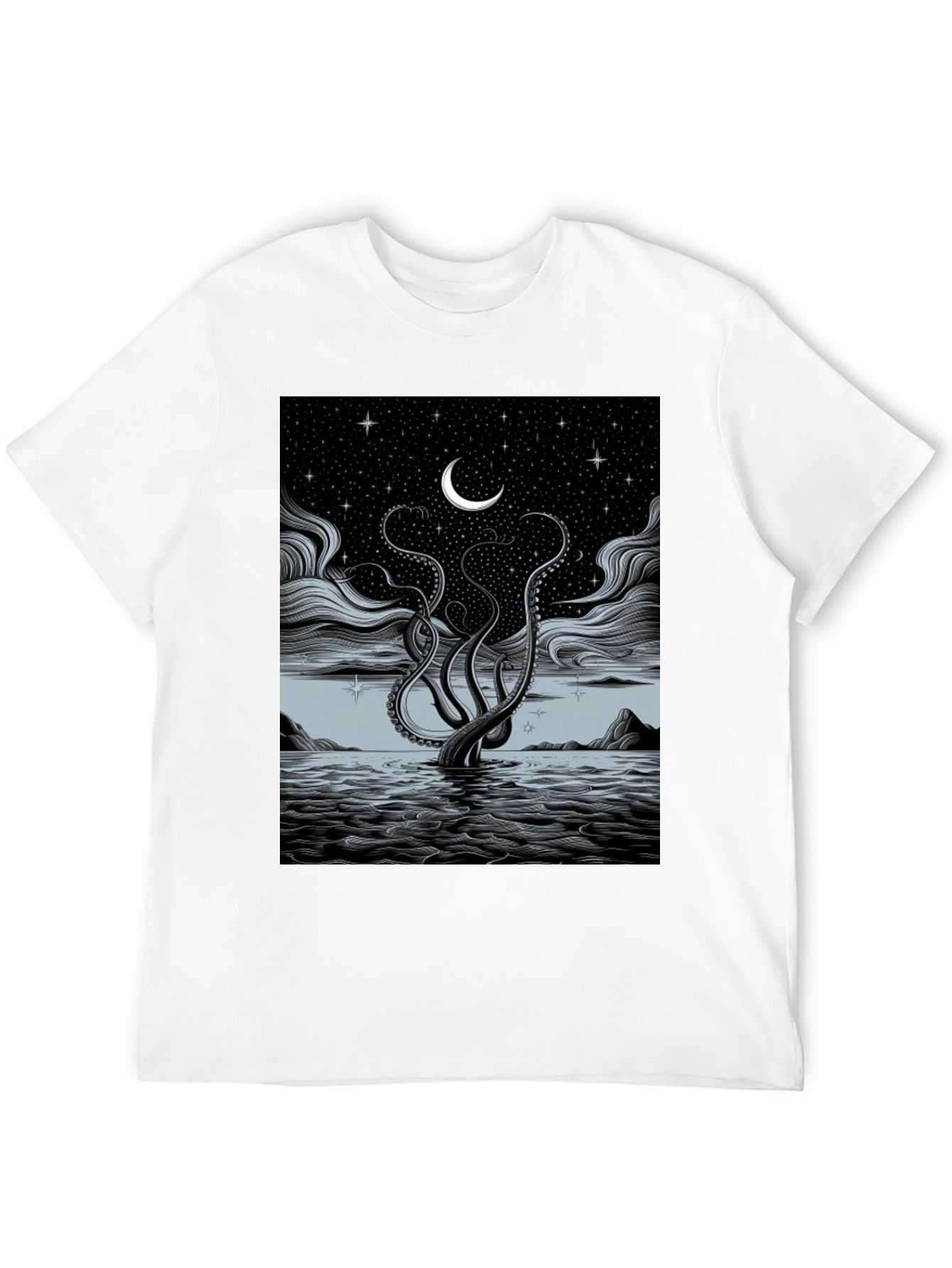 Black Mystic Kraken Tee - Dark Sea Design view 12