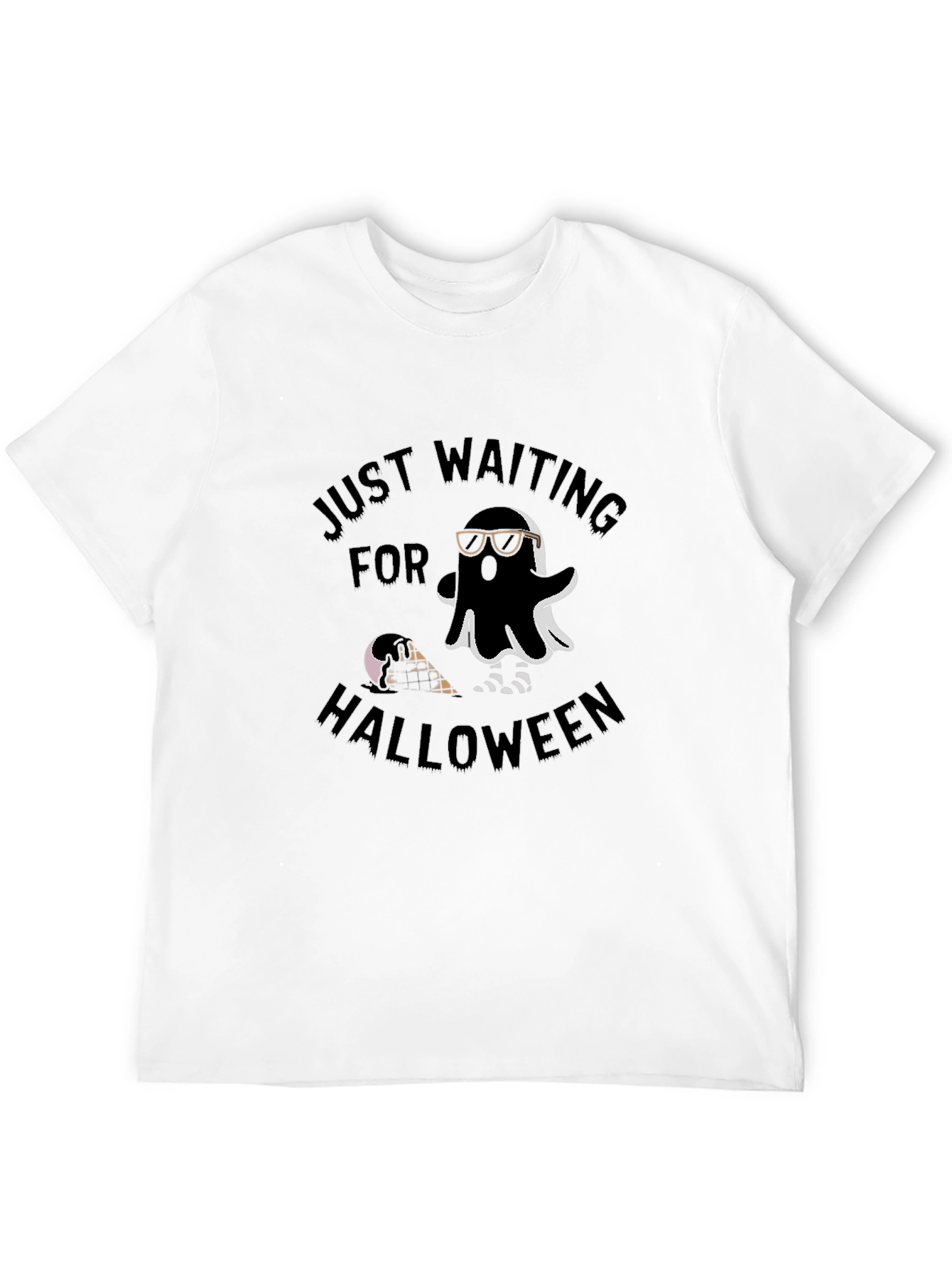 Black Just Waiting For Halloween Ghost T-Shirt view 12