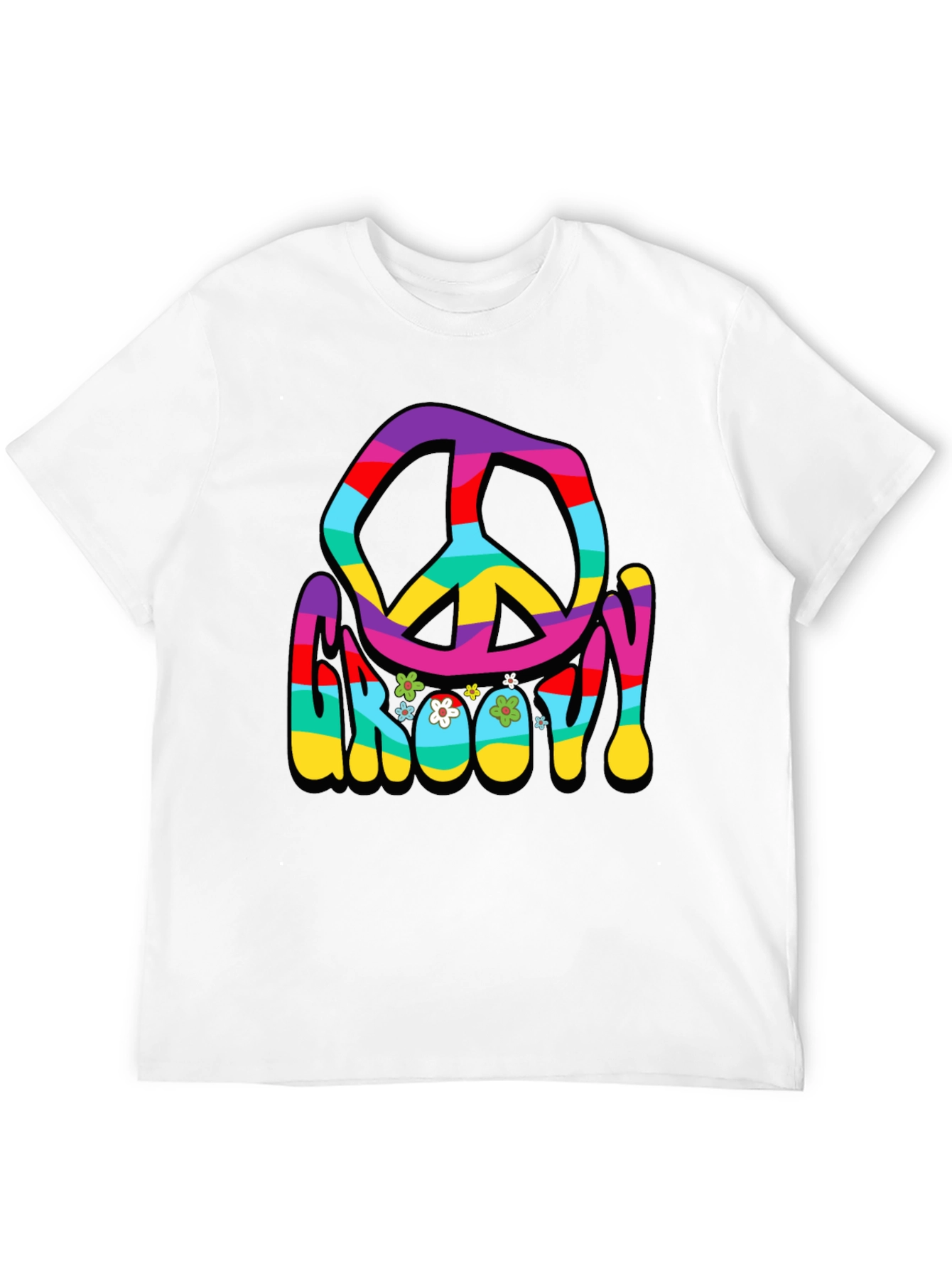 Black Groovy Peace Sign Graphic T-Shirt view 12