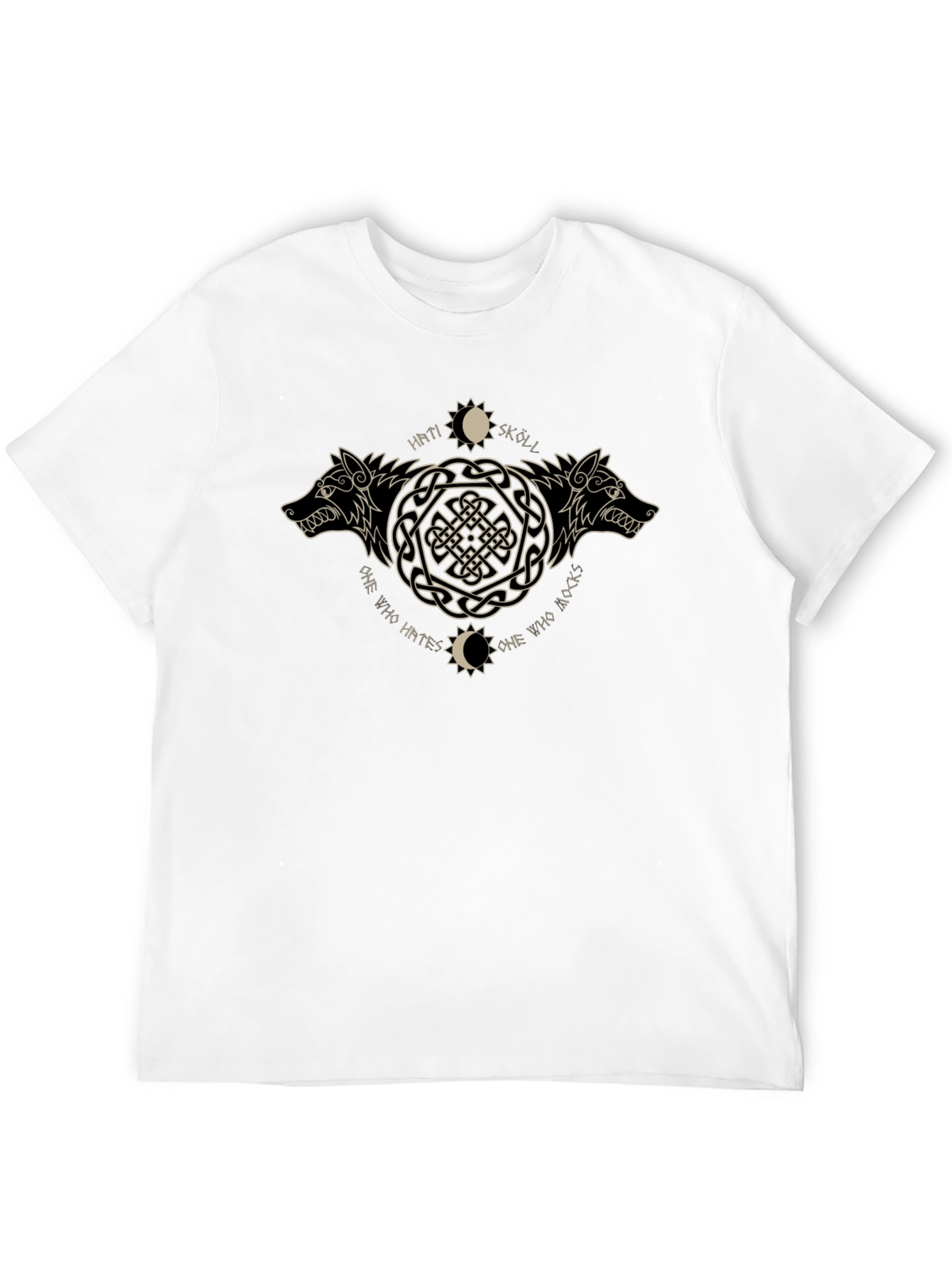 Black Norse Wolves Hati Skoll Graphic T-Shirt view 12